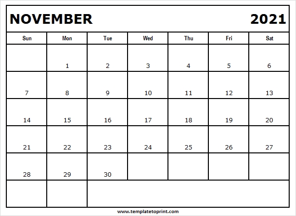 November 2021 Calendar Free - Print Free Calendar 2021 2021 Calendar November Month