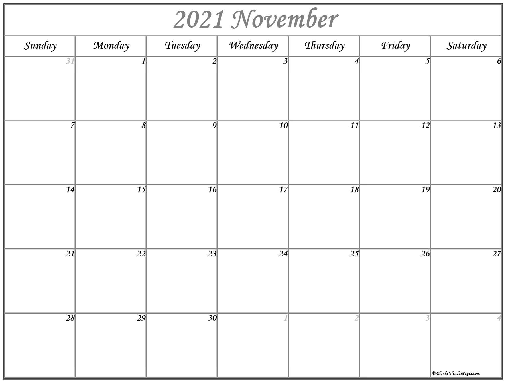 November 2021 Calendar | Free Printable Calendar 2021 Calendar Of November