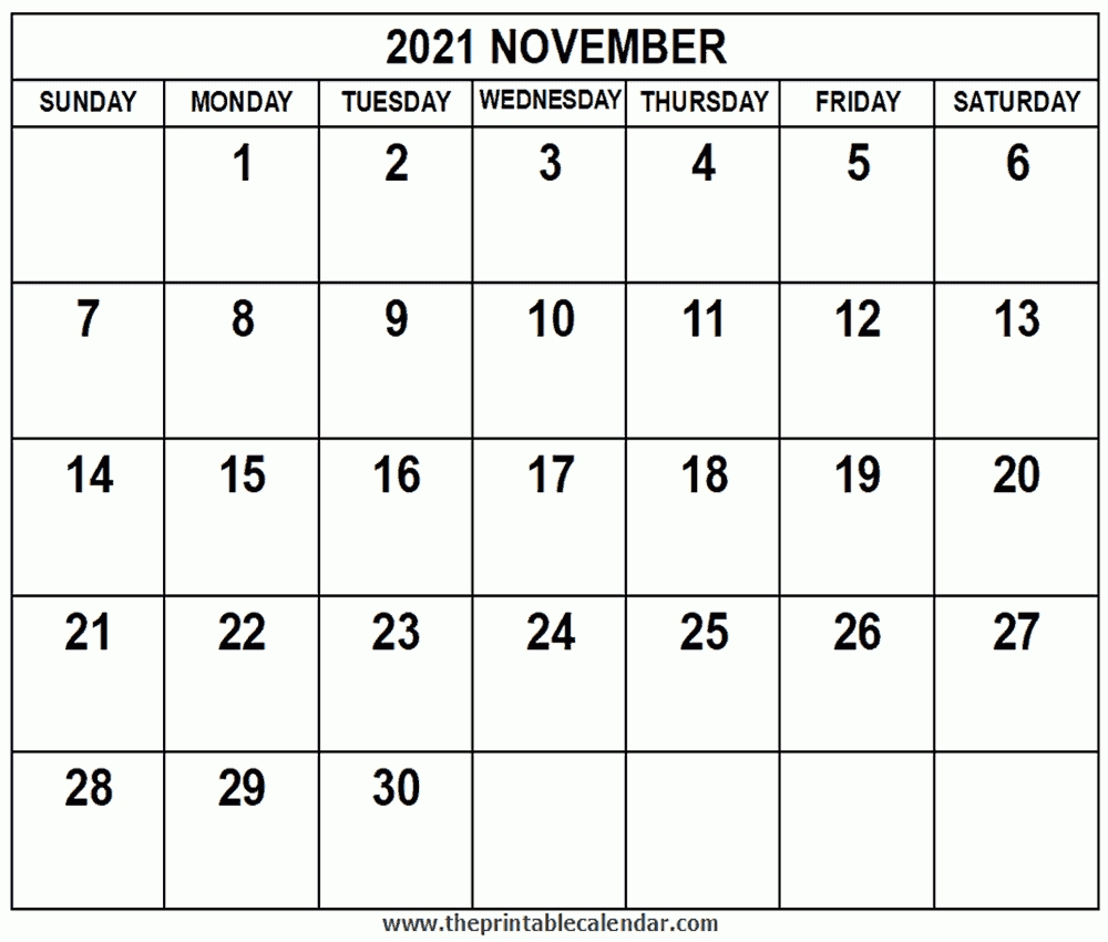November 2021 Calendar November 2021 Blank Calendar