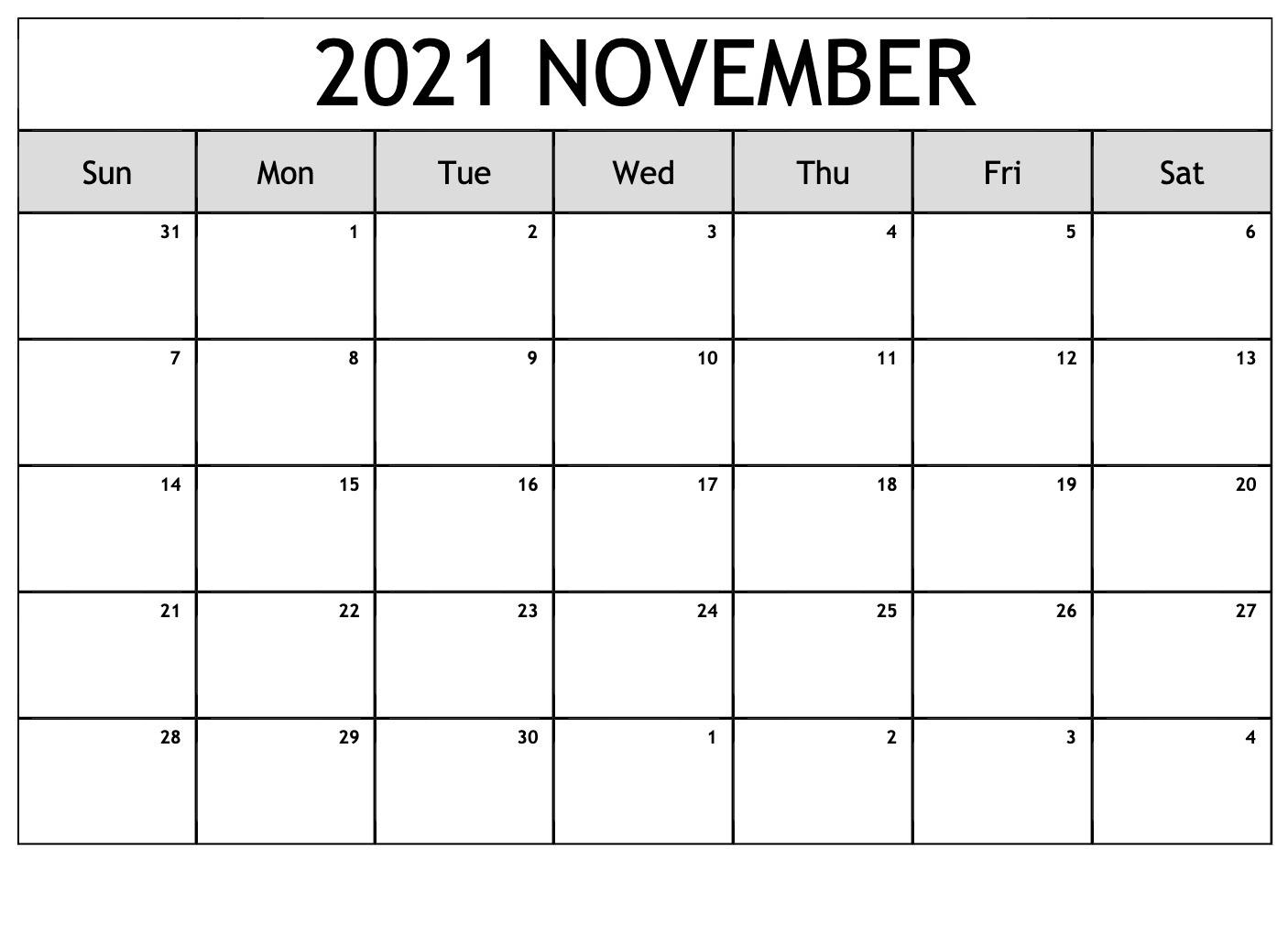 November 2021 Calendar With Thanksgiving Holiday Free Pdf - Printable Blank Calendar 2021 Pdf 2021 Calendar Of November