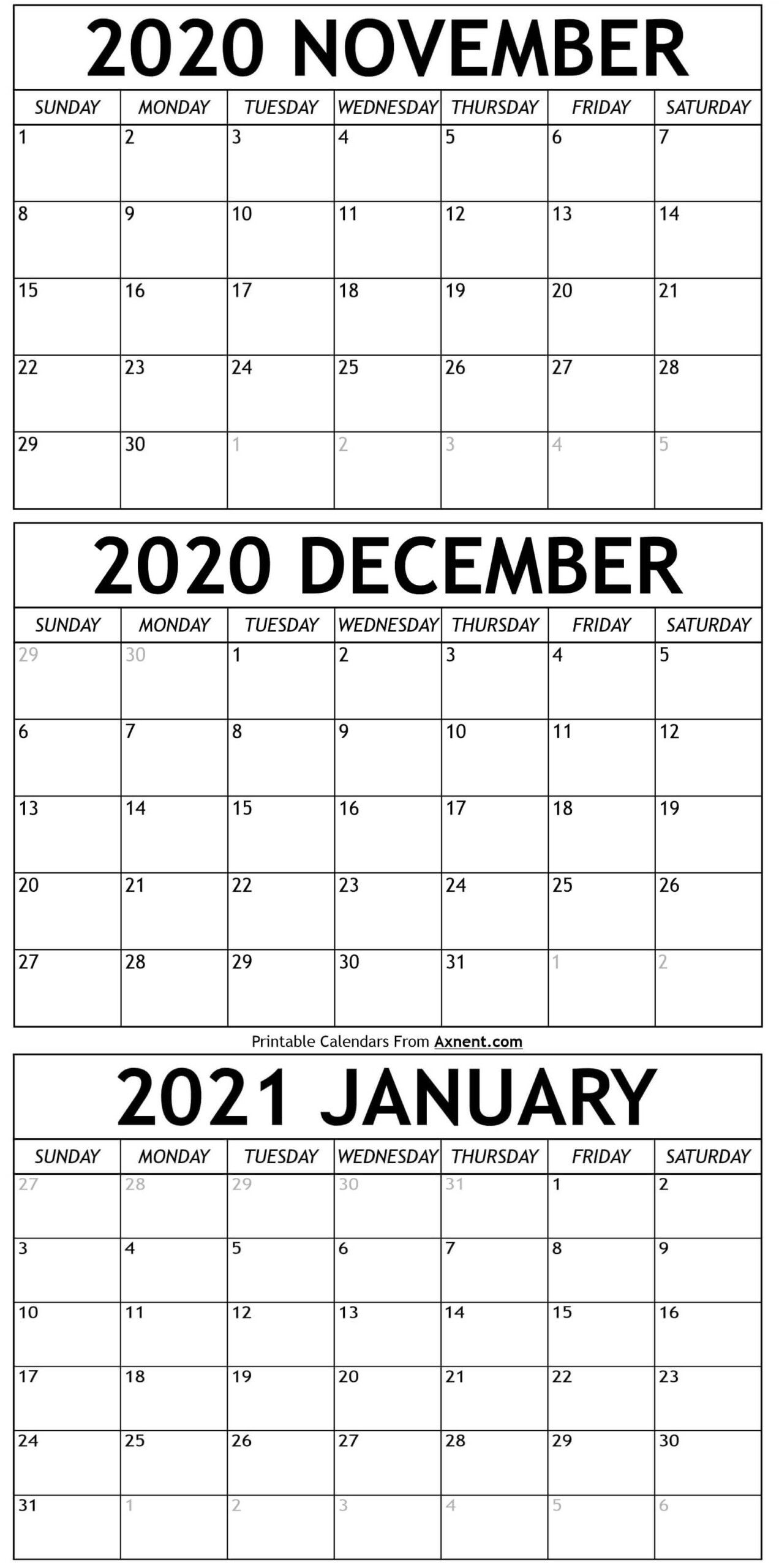 November December 2021 January 2021 Calendar Printable | Free 2021 Printable Calendars Printable January Through December 2021 Calendar