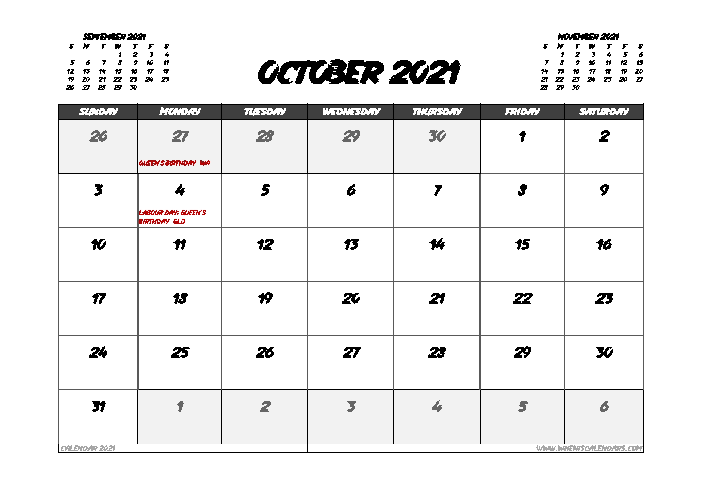 October 2021 Calendar Australia | Huts Calendar October 2021 Lunar Calendar