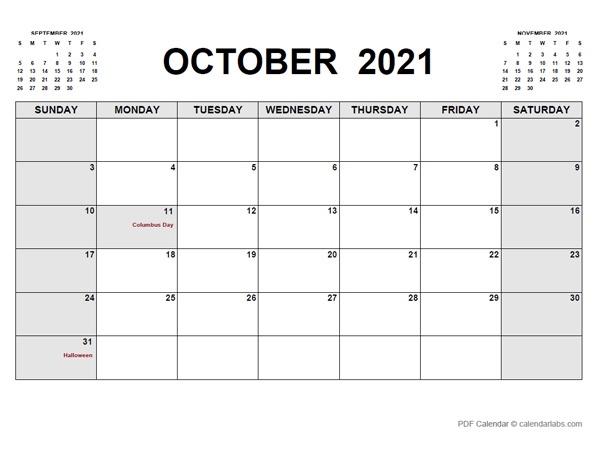 October 2021 Calendar | Calendarlabs Cute October 2021 Calendar