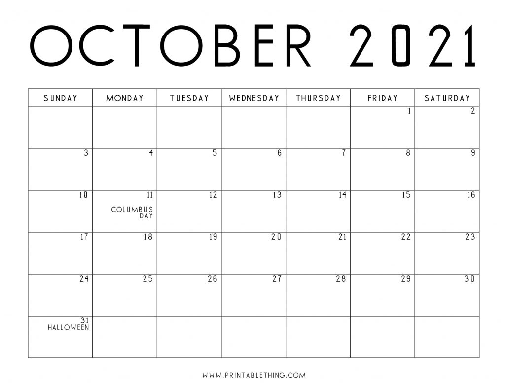 October 2021 Calendar Pdf, October 2021 Calendar Image Free October 2021 Blank Calendar