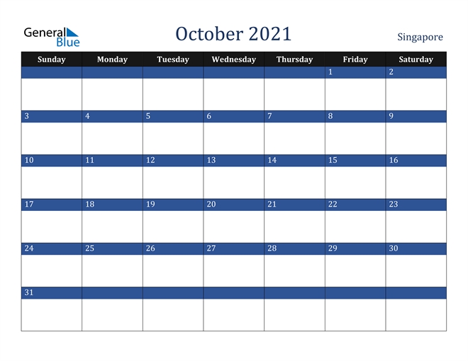 October 2021 Calendar - Singapore National Calendar October 2021