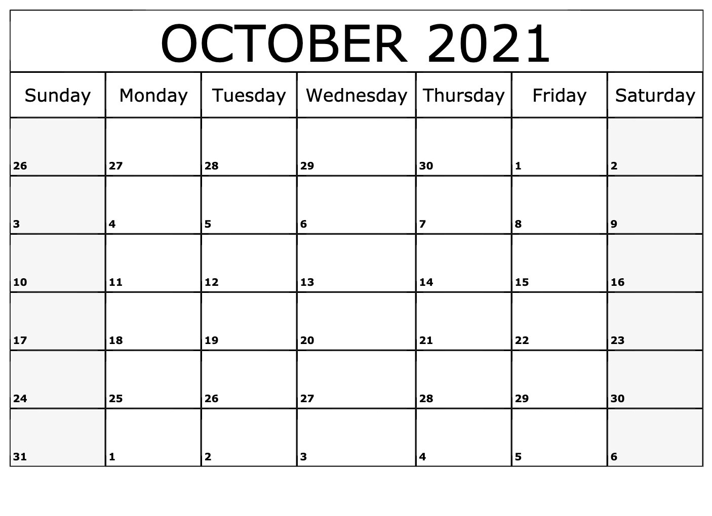October Calendar 2021 | Month Calendar Printable October 2021 Calendar Free Printable