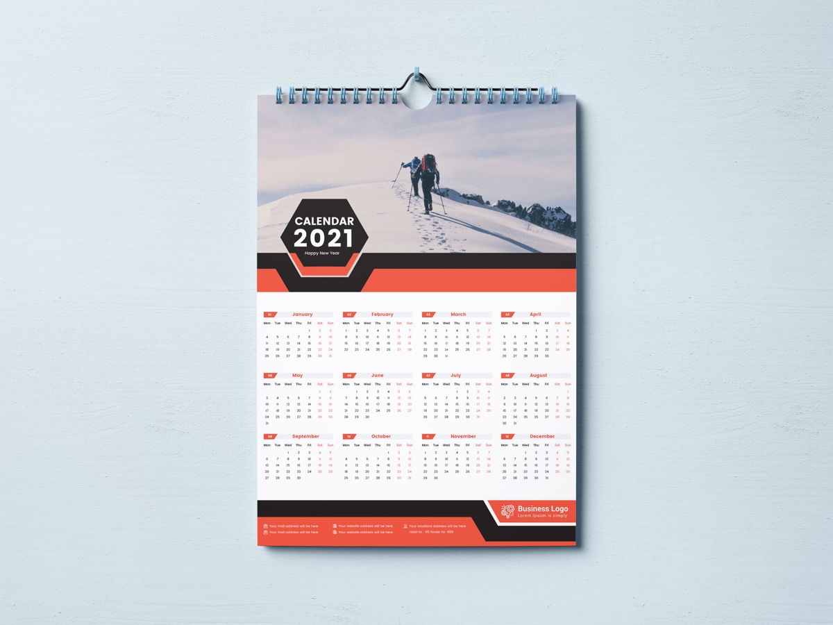 One Page Wall Calendar 2021 | Flyer | Mdimranmollah | Poweredtemplate June 2021 Calendar Clip Art