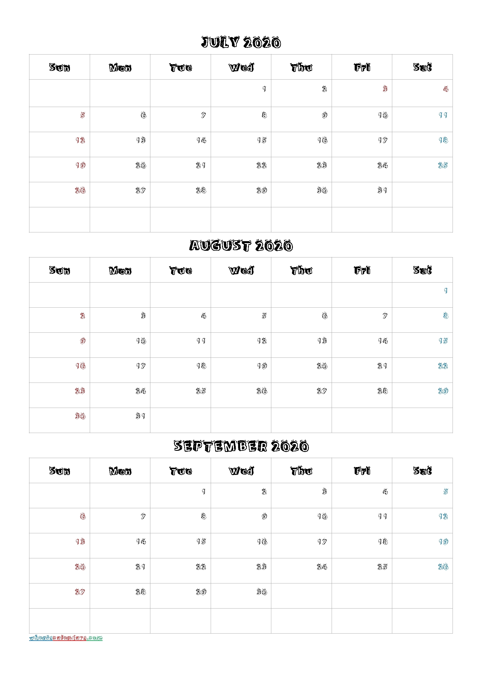 Pdf Calendar 2021 Three Months Per Page - Example Calendar Printable June Through September 2021 Calendar