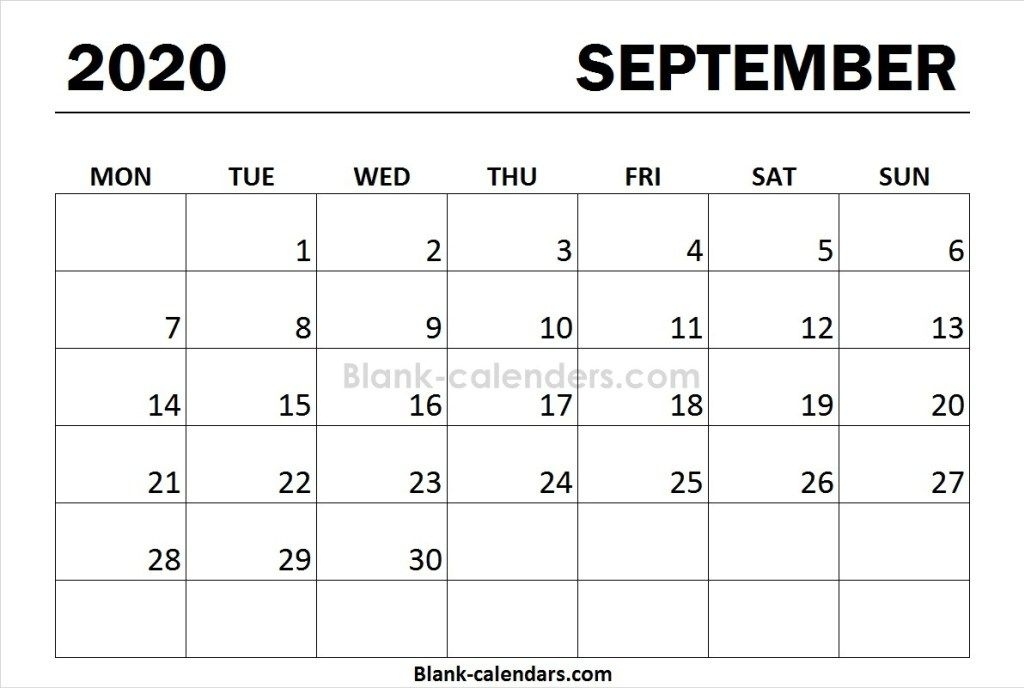 Print Calendar 2020 September Monday Start | Print Calendar, August Calendar, Excel Calendar September 2021 Calendar Starting Monday