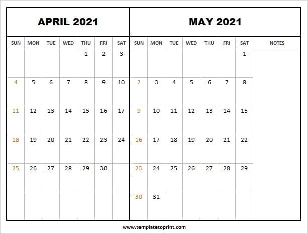 Print Calendar April May 2021 | Free Printable 2021 Calendar May Thru August 2021 Calendar