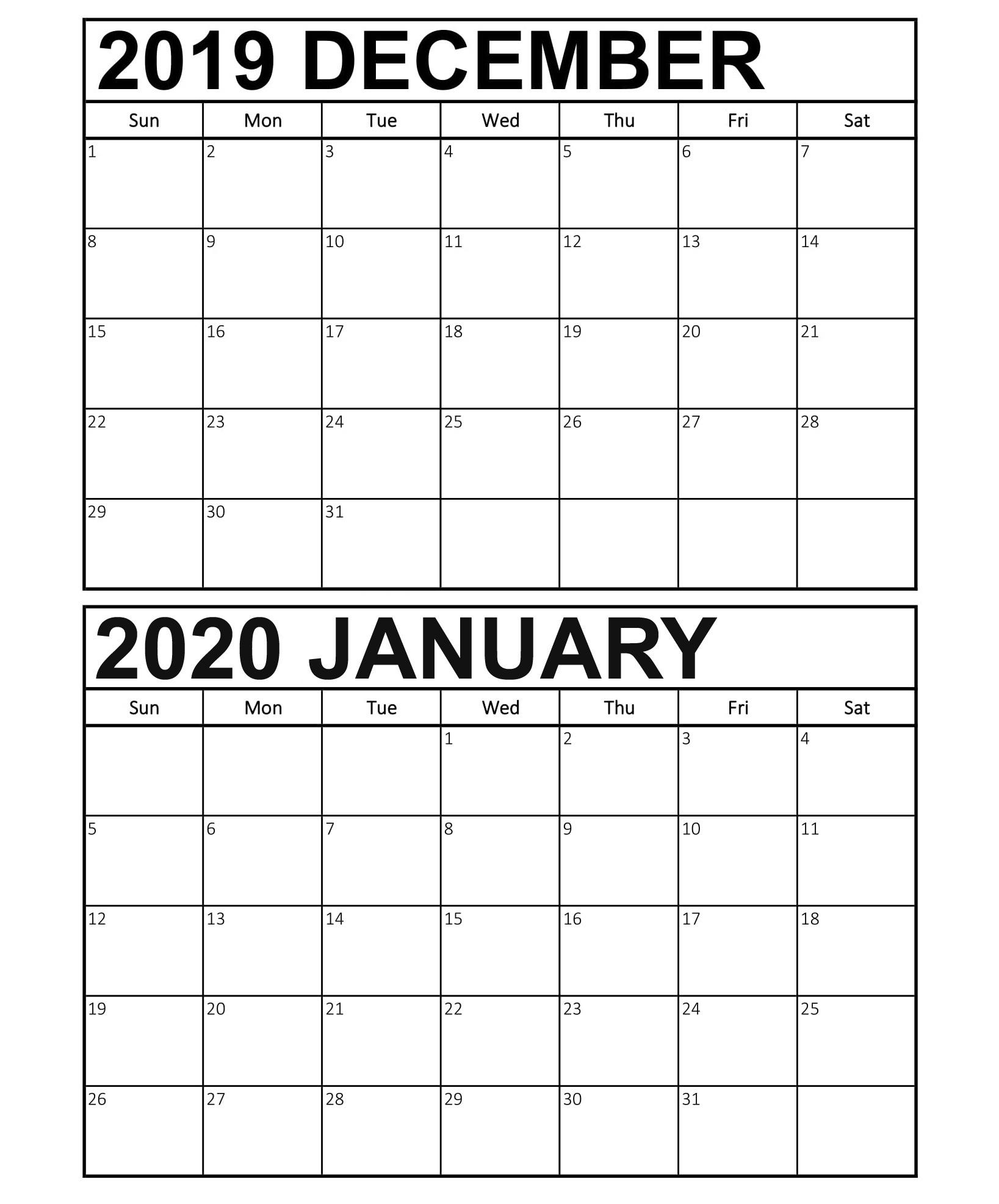 Print Calendar December 2020 And January 2020 | Calendar Printables Free Templates December 2020 Calendar In January 2021 Calendar