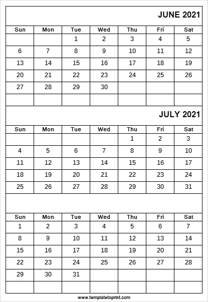 Print Online Calendar June To August 2021 | Blank 2021 Calendar Printable Calendar June July August 2021