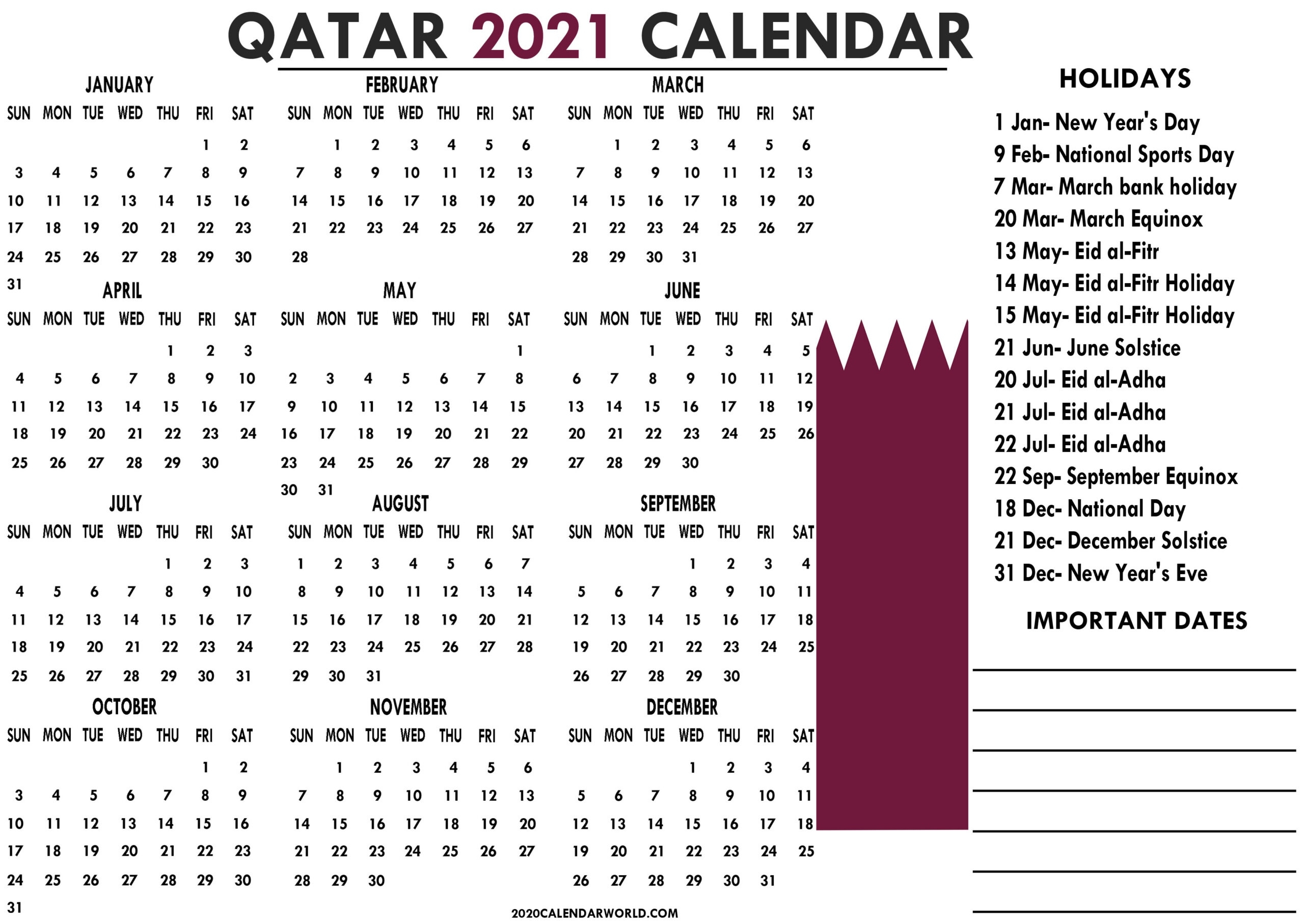 Printable 2021 Calendar With Qatar Bank, Office Holidays December 2021 Calendar With Bank Holidays