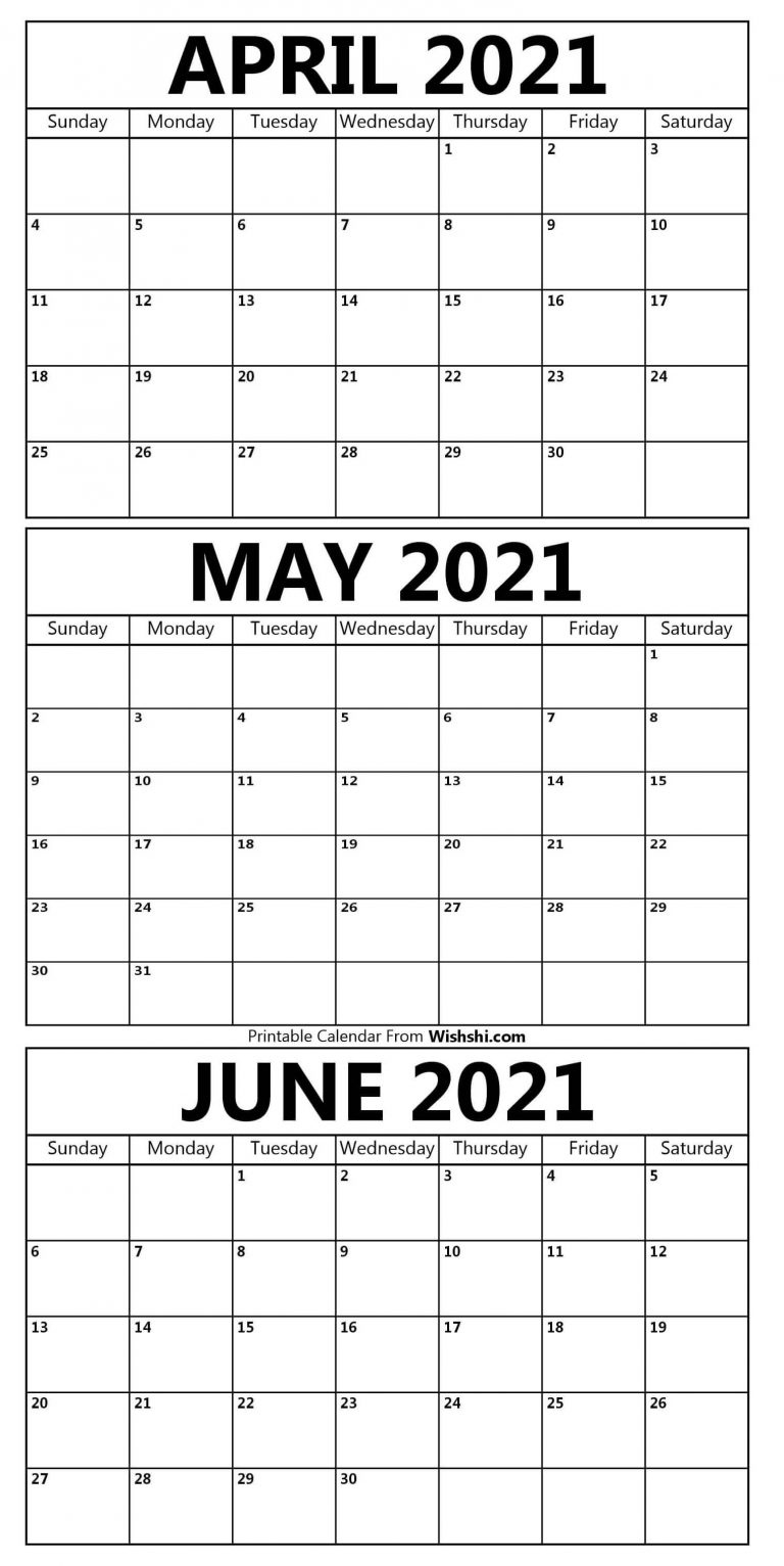 Printable April To June Calendar 2021 - Free Printable Calendars Printable April To June Blank April May June 2021 Calendar