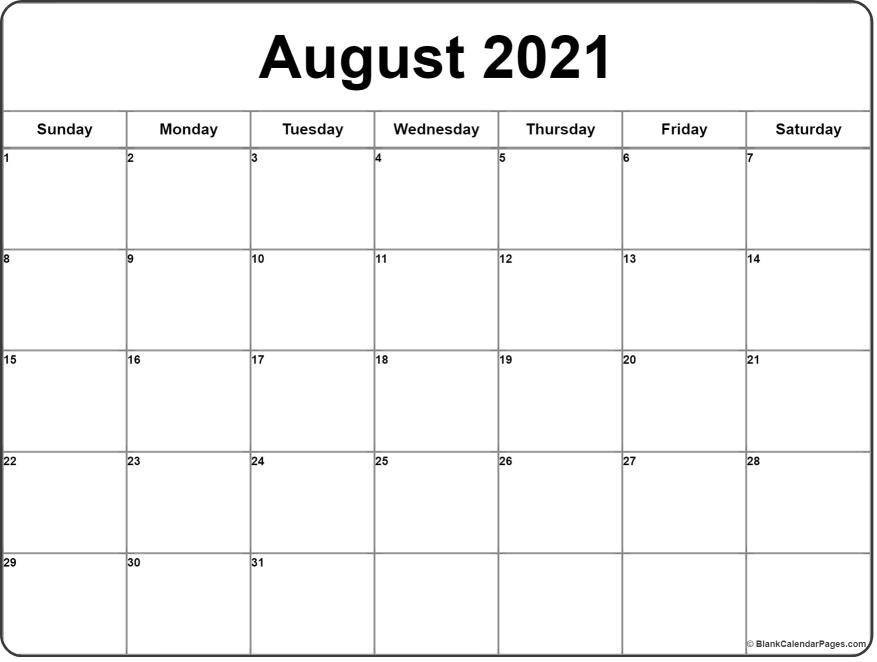 Printable August 2021 Calendar - Calendar 2020 August 2021 Calendar Xl