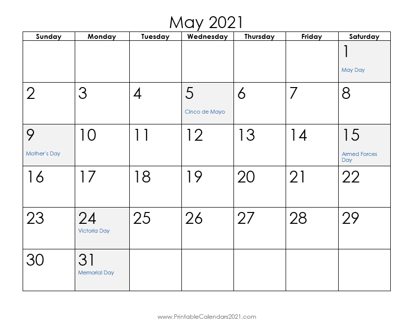 Printable Calendar 2021 With Holidays Yearly, Monthly, Doc, Pdf, Blank June 2021 Calendar Doc