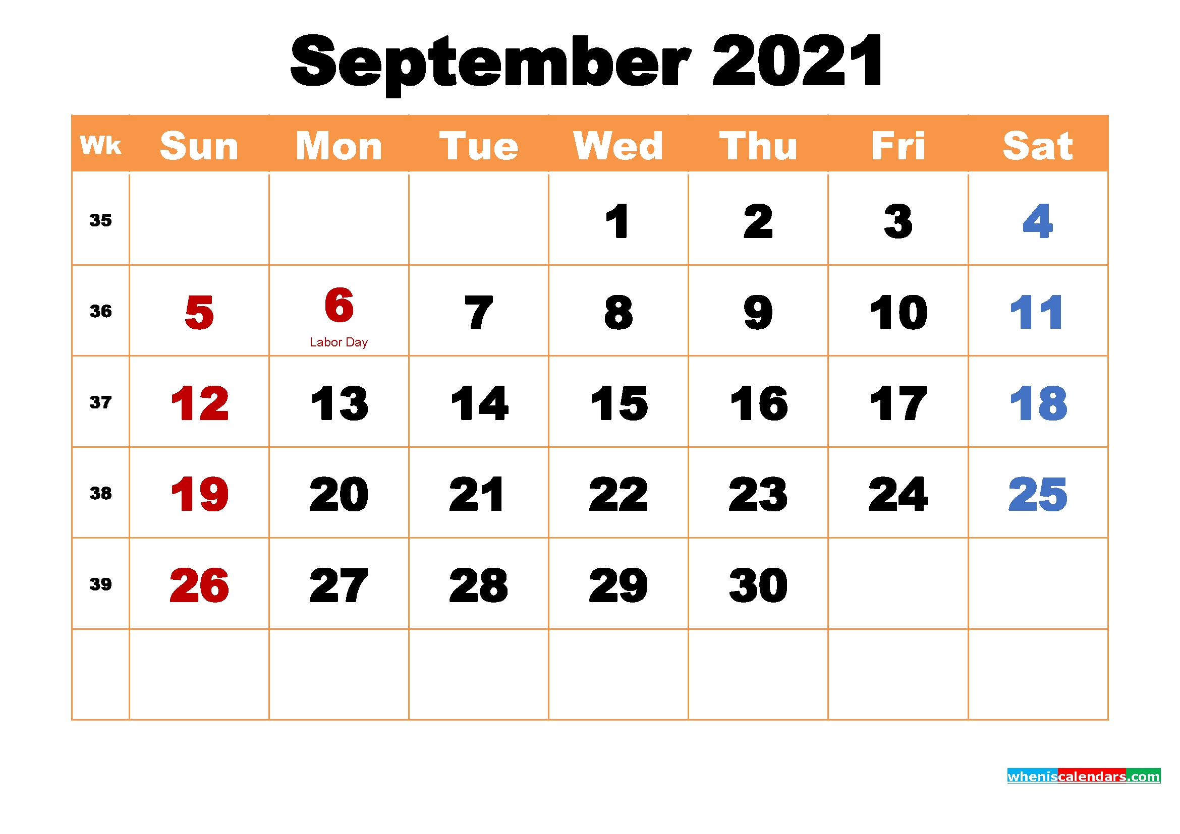 Printable Calendar For September 2021 September 2021 Calendar With Holidays