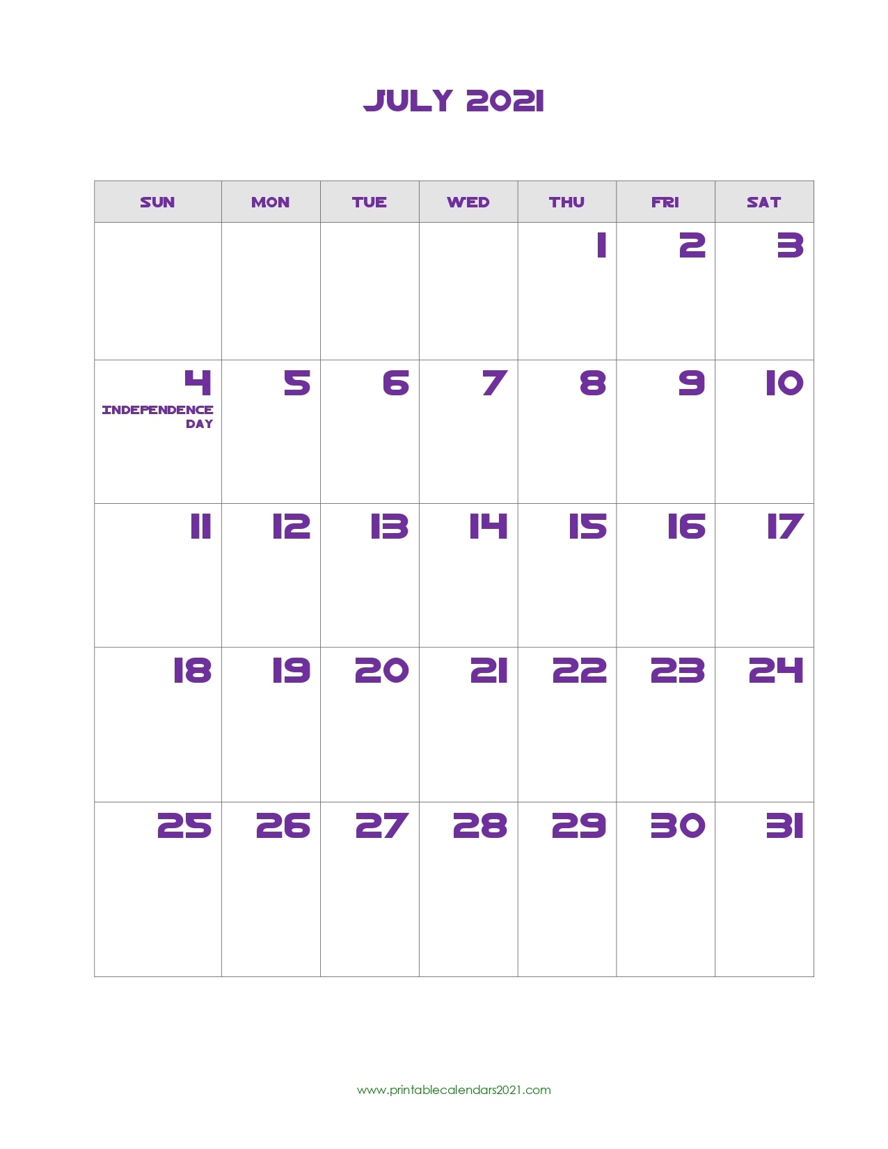 Printable Calendar July 2021, Printable 2021 Calendar With Holidays July 2021 Calendar With Holidays