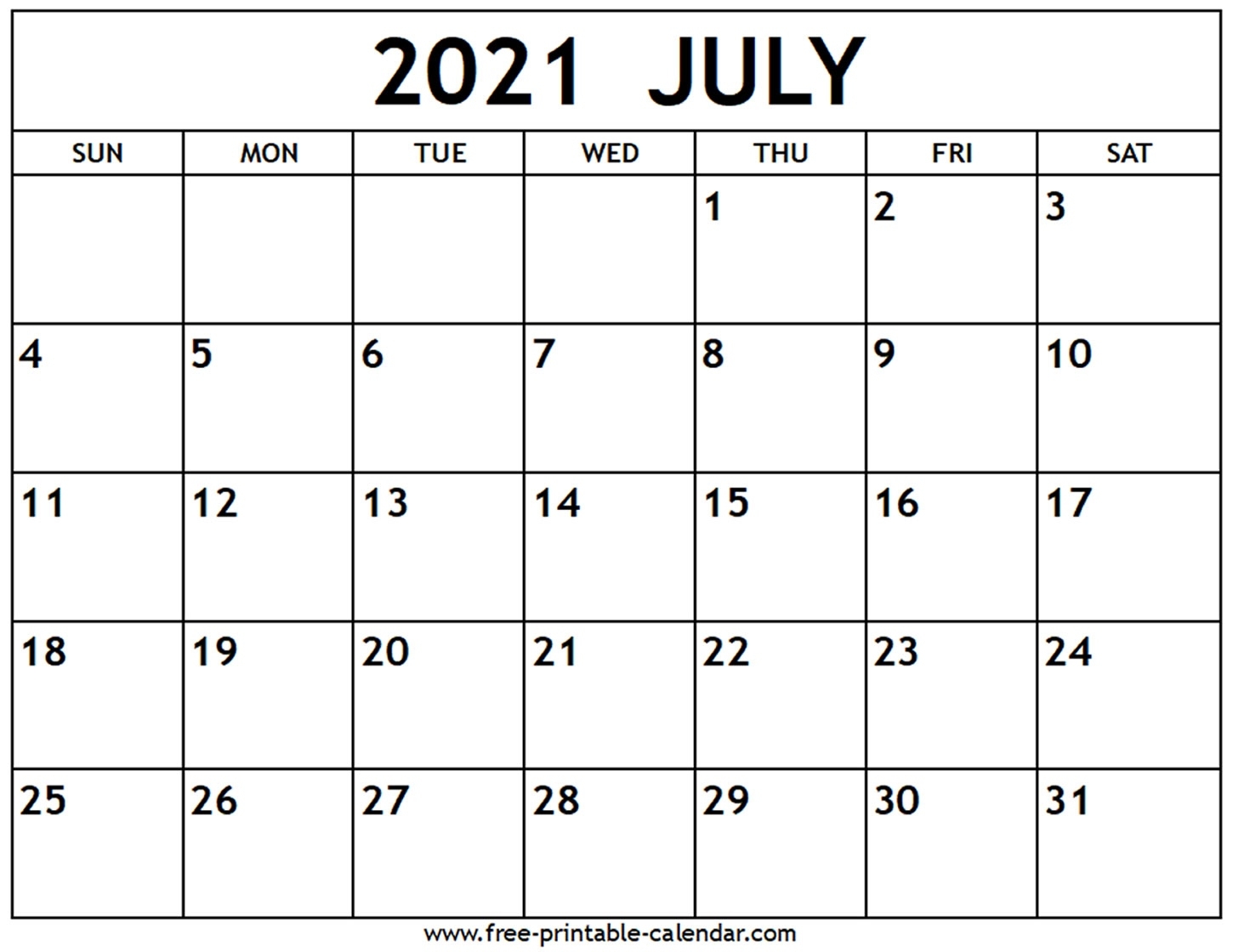 Printable Calendar July 2021 To June 2021 | 2021 Printable Calendars July 2021 Islamic Calendar