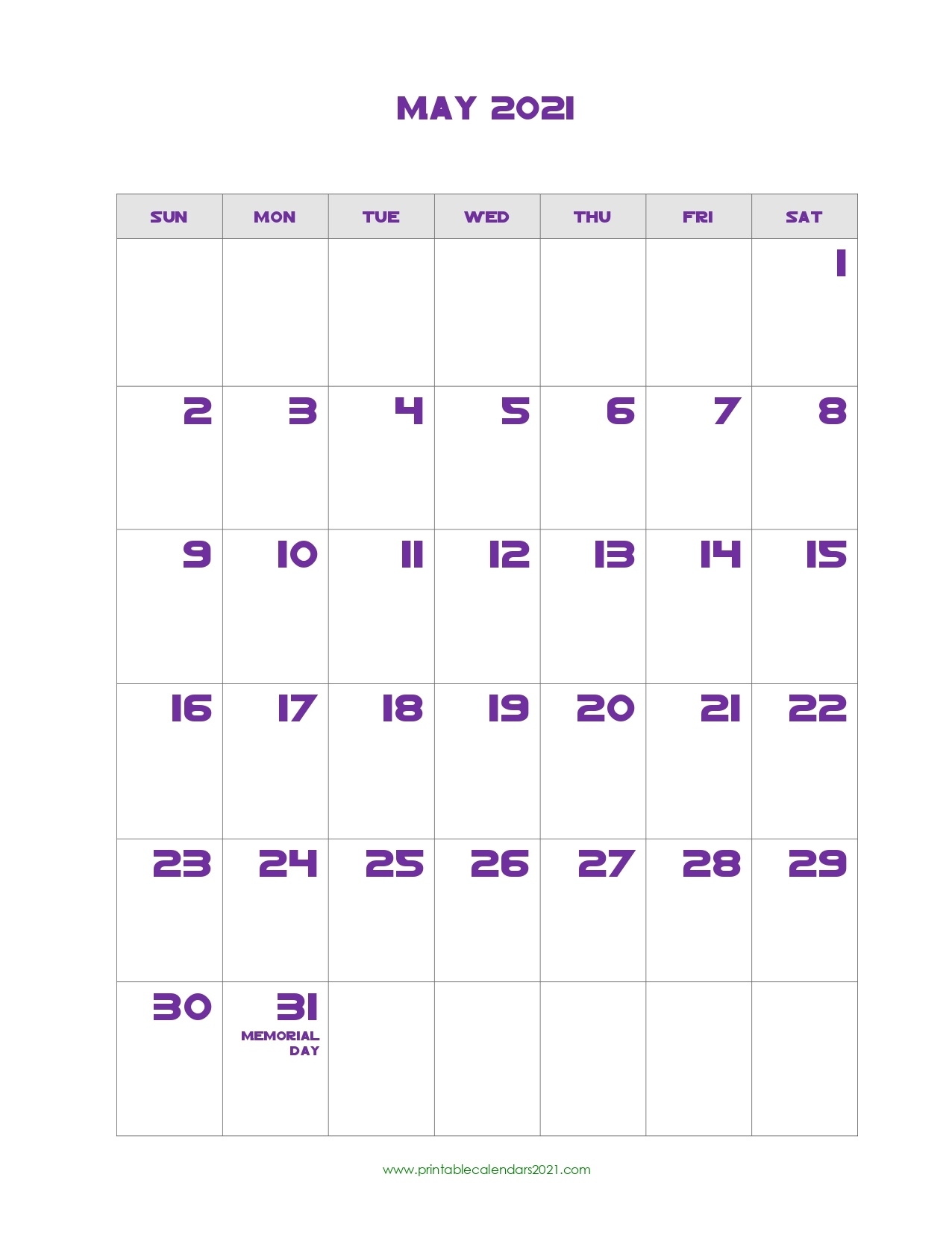 Printable Calendar May 2021, Printable 2021 Calendar With Holidays 2021 August Calendar Festival