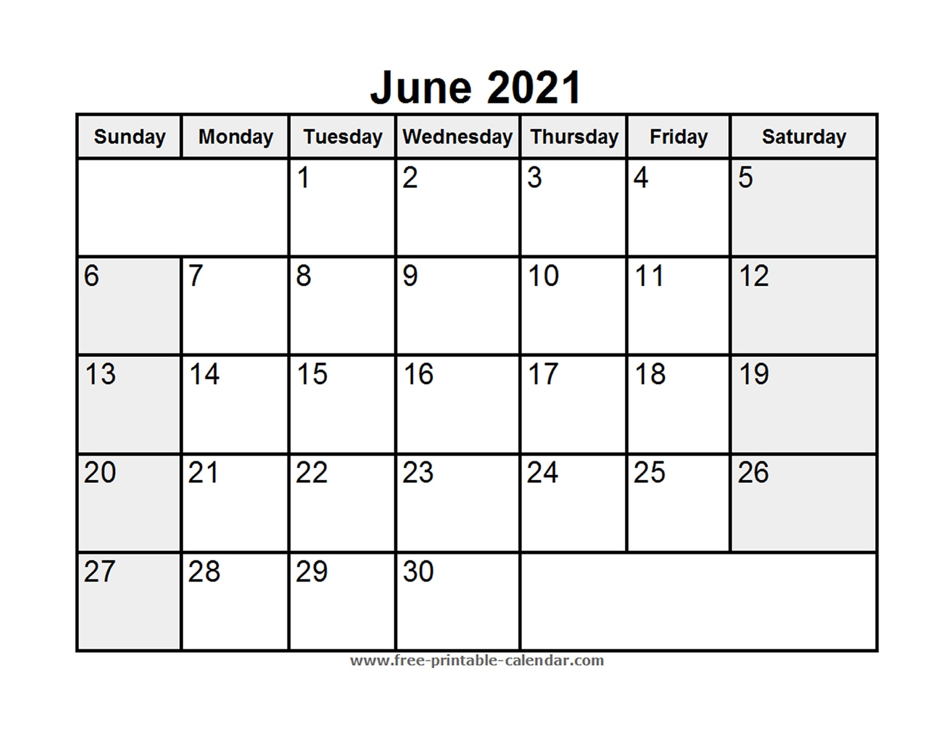 Printable June 2021 Calendar - Free-Printable-Calendar June 2021 Calendar Saturdaygift