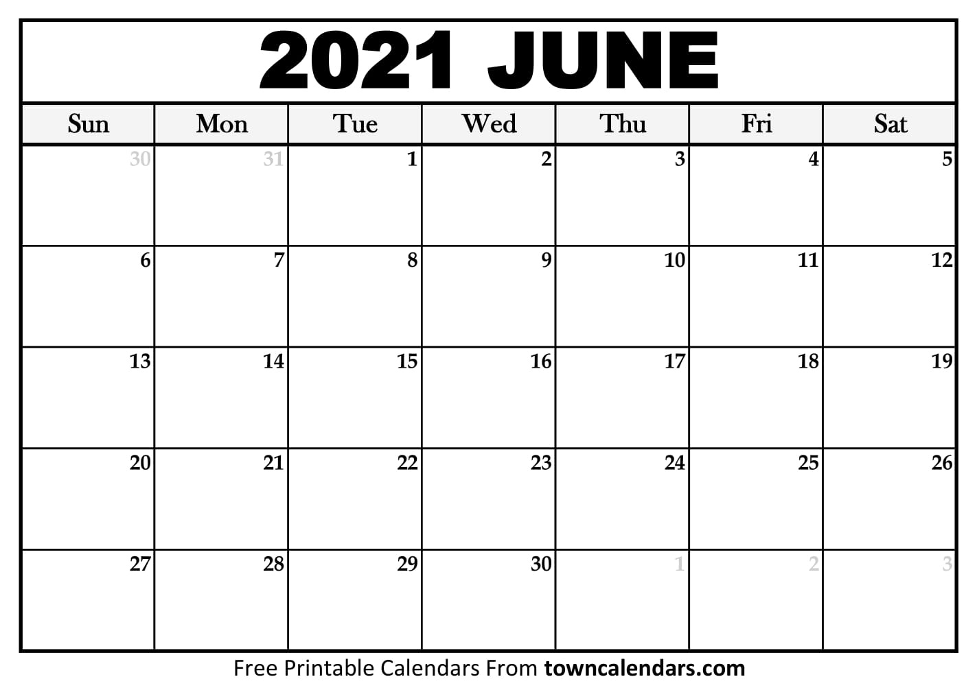 Printable June 2021 Calendar - Towncalendars June 2021 Calendar Saturdaygift