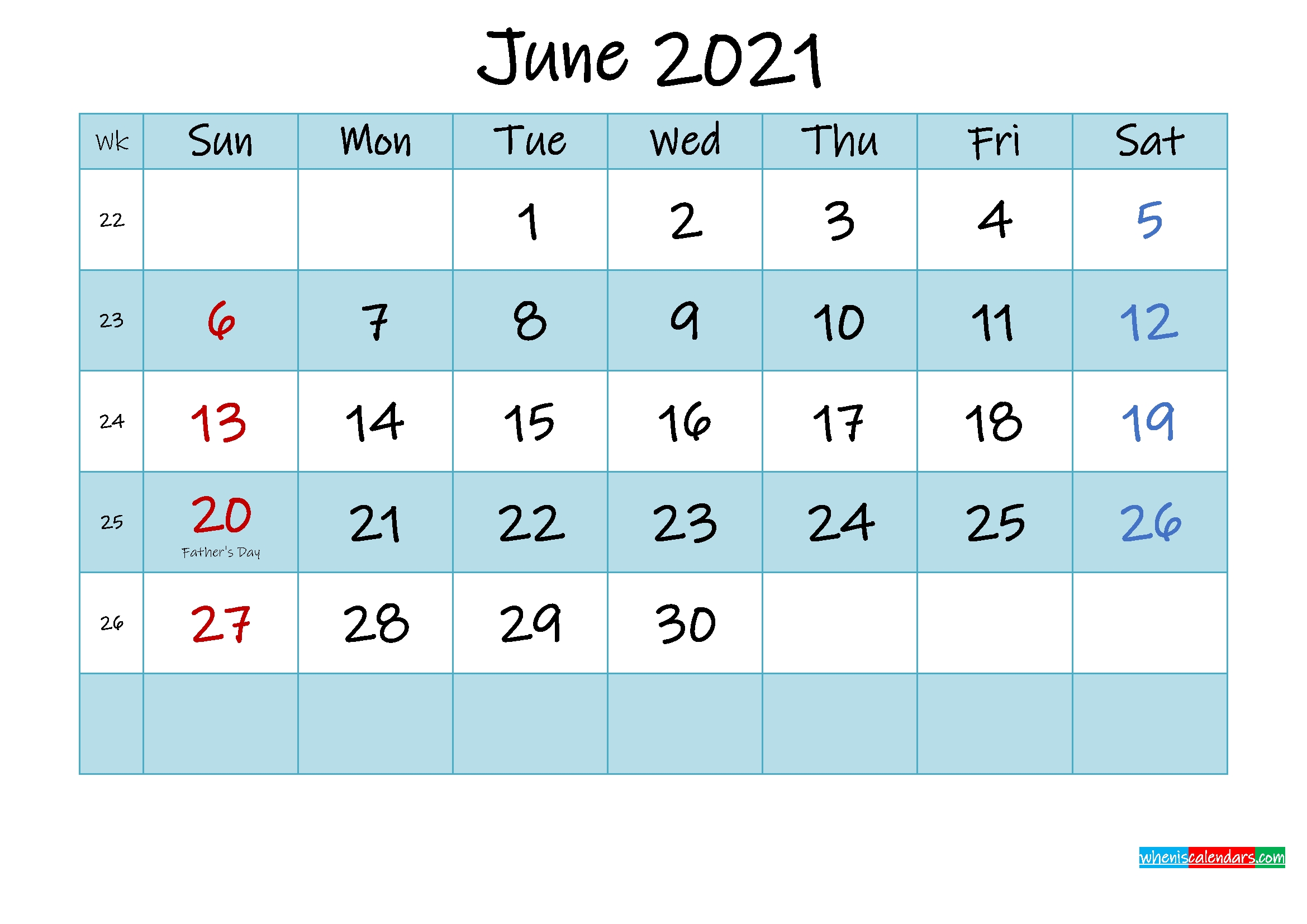 Printable June 2021 Calendar Word - Template No.ink21M474 June 2021 Calendar With Holidays