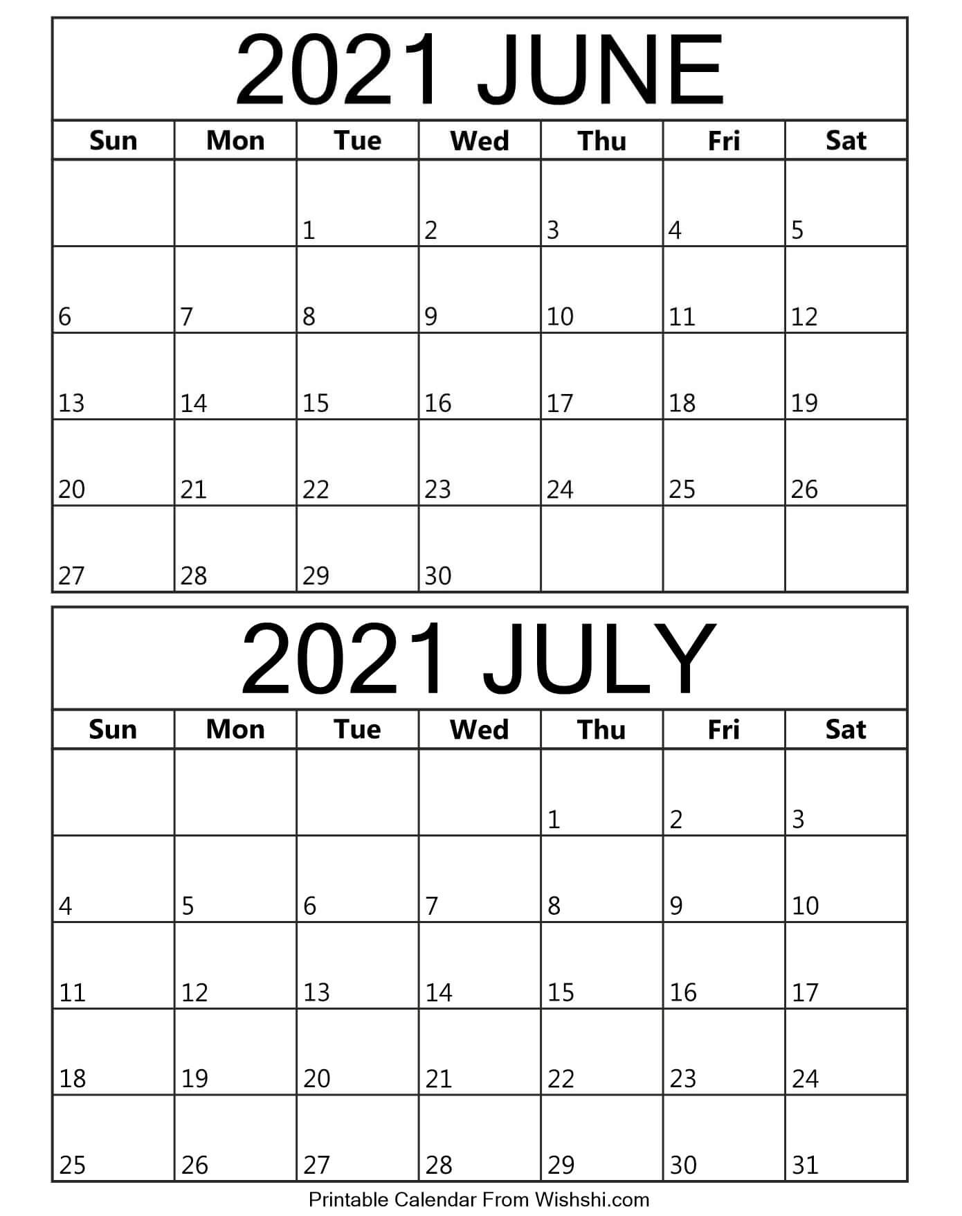 Printable June July 2021 Calendar - Free Printable Calendars Printable June July 2021 Calendar Printable July And August 2021 Calendar