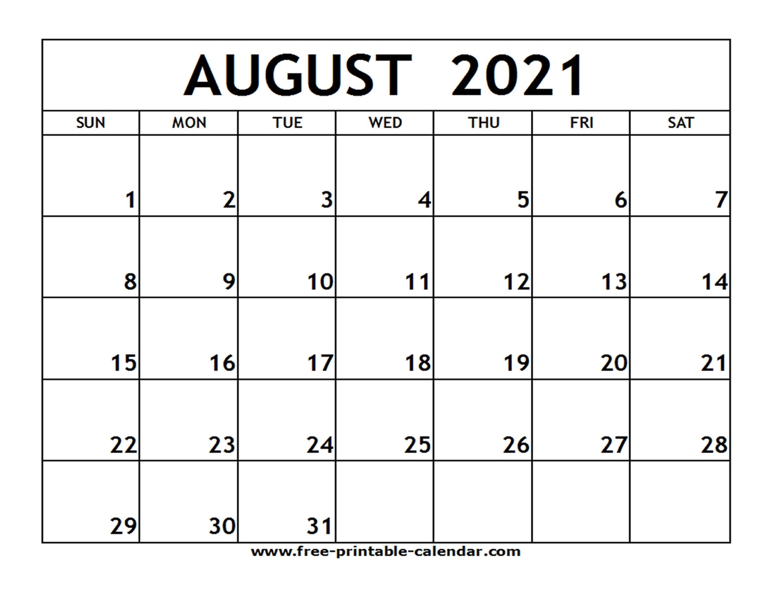 Printable Monthly Calendar August 2021 | Free 2021 Printable Calendars 2021 Calendar For July And August