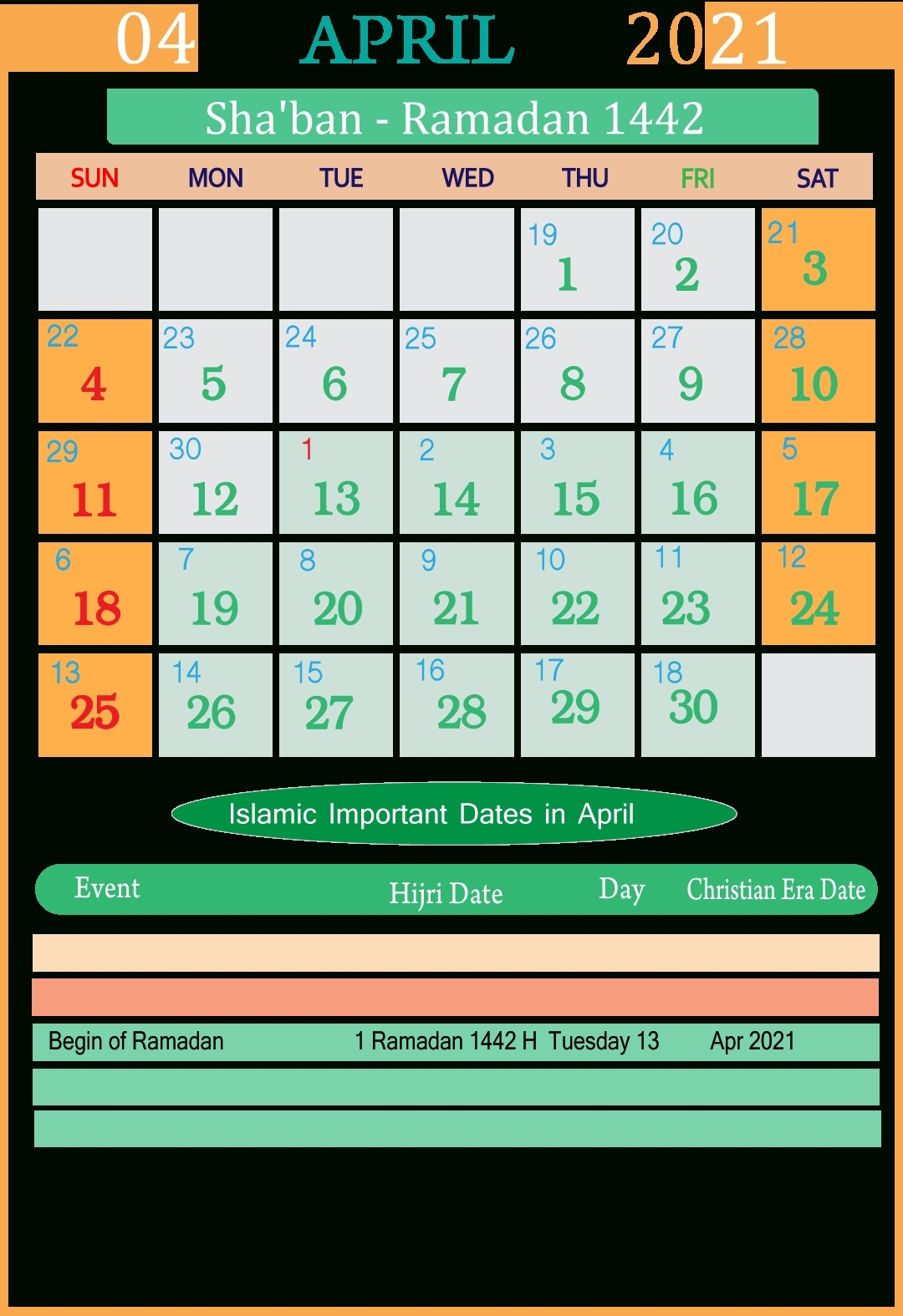 Printable Muslim Fasting Calendar 2021 | Month Calendar Printable Islamic Calendar 2021 January To December