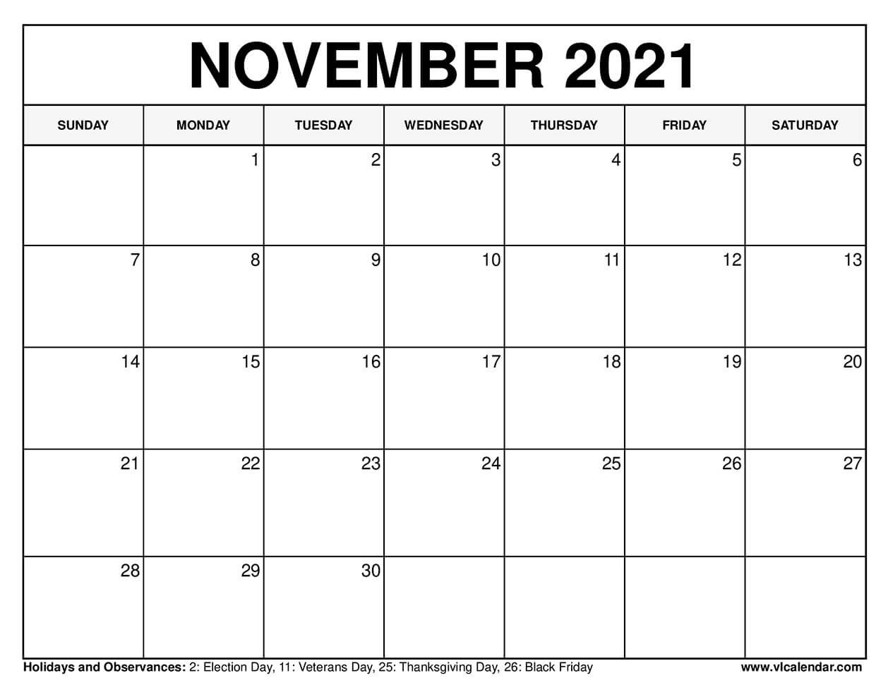 Printable November 2020 Calendars 2021 Calendar Of November
