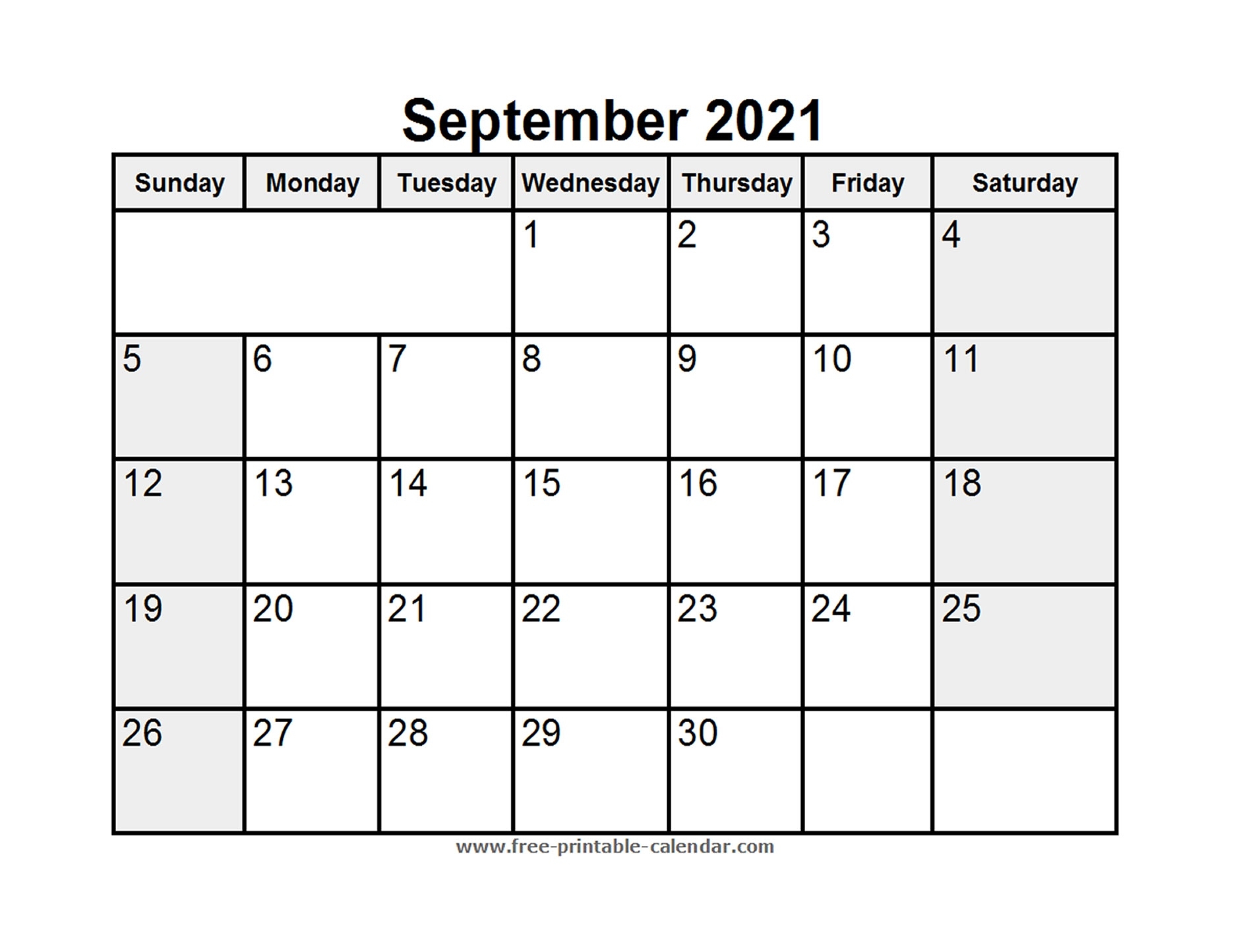 Printable September 2021 Calendar - Free-Printable-Calendar September 2021 Calendar Download