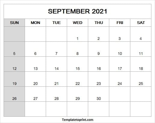 Printable September 2021 Calendar - Printable 2021 Calendar Free Blank Calendar Pages September 2021