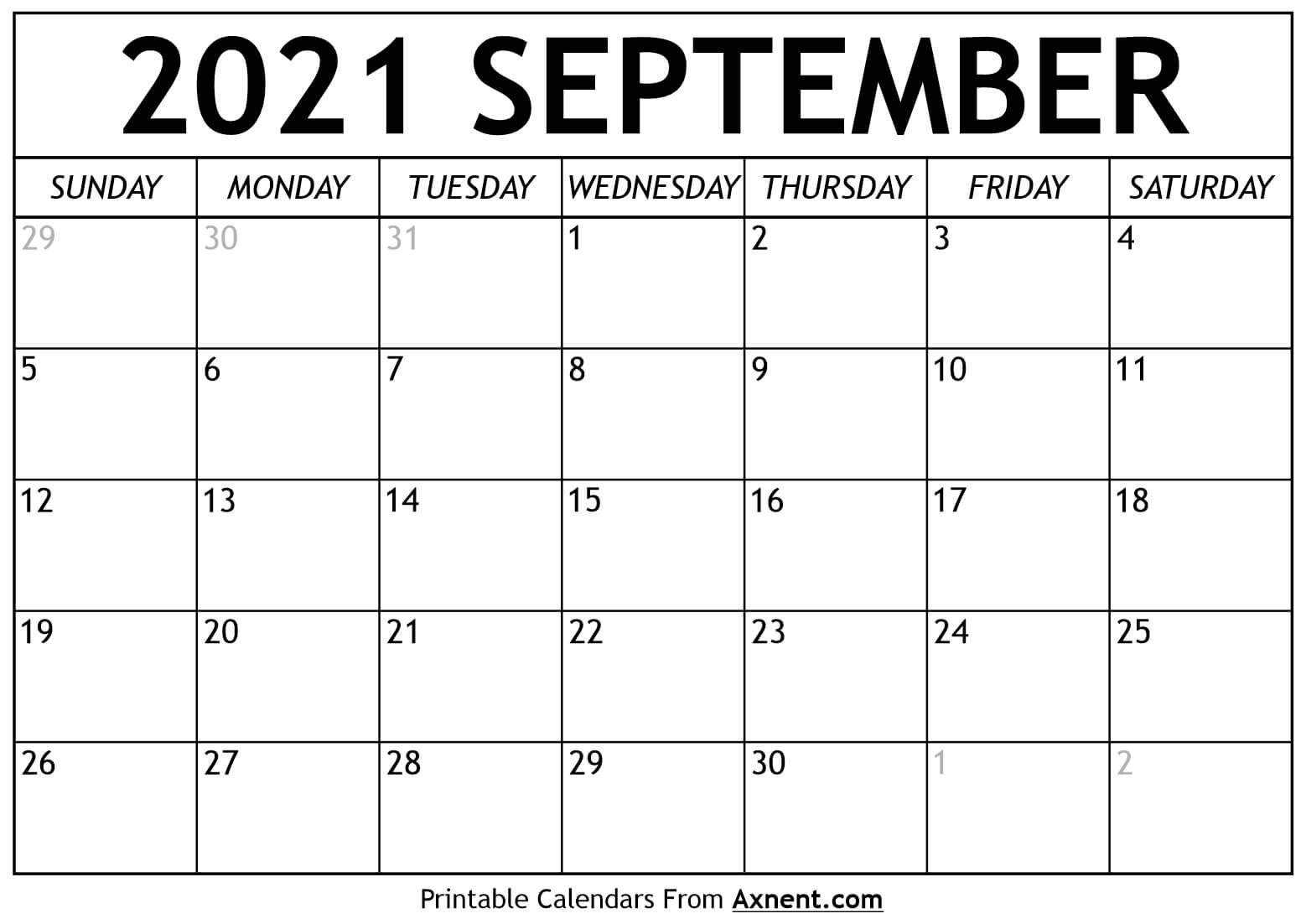 Printable September 2021 Calendar Template - Time Management Tools Printable September 2021 September 2021 Calendar Reading