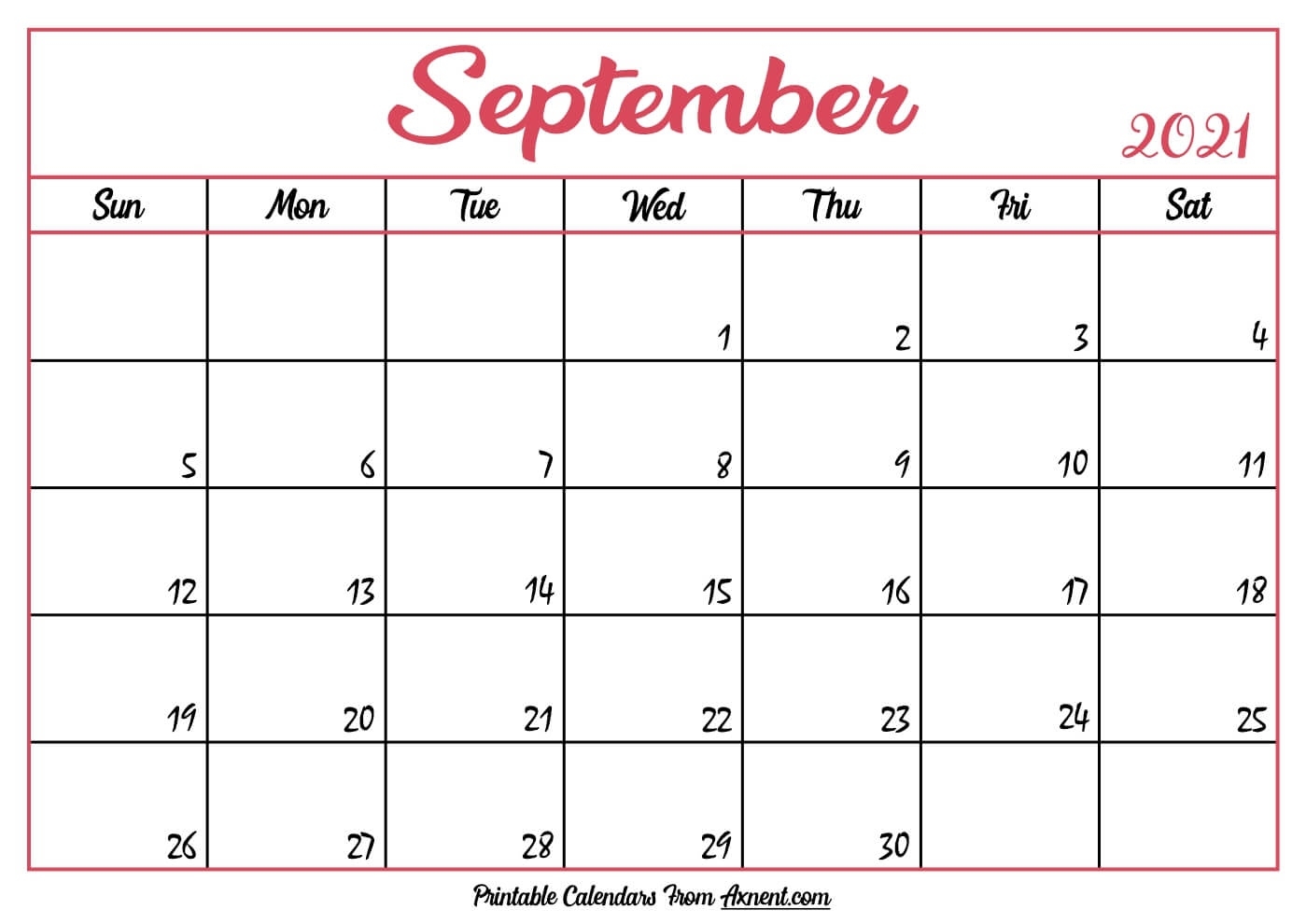 Printable September 2021 Calendar Template - Time Management Tools Printable September 2021 September 2021 Calendar Reading