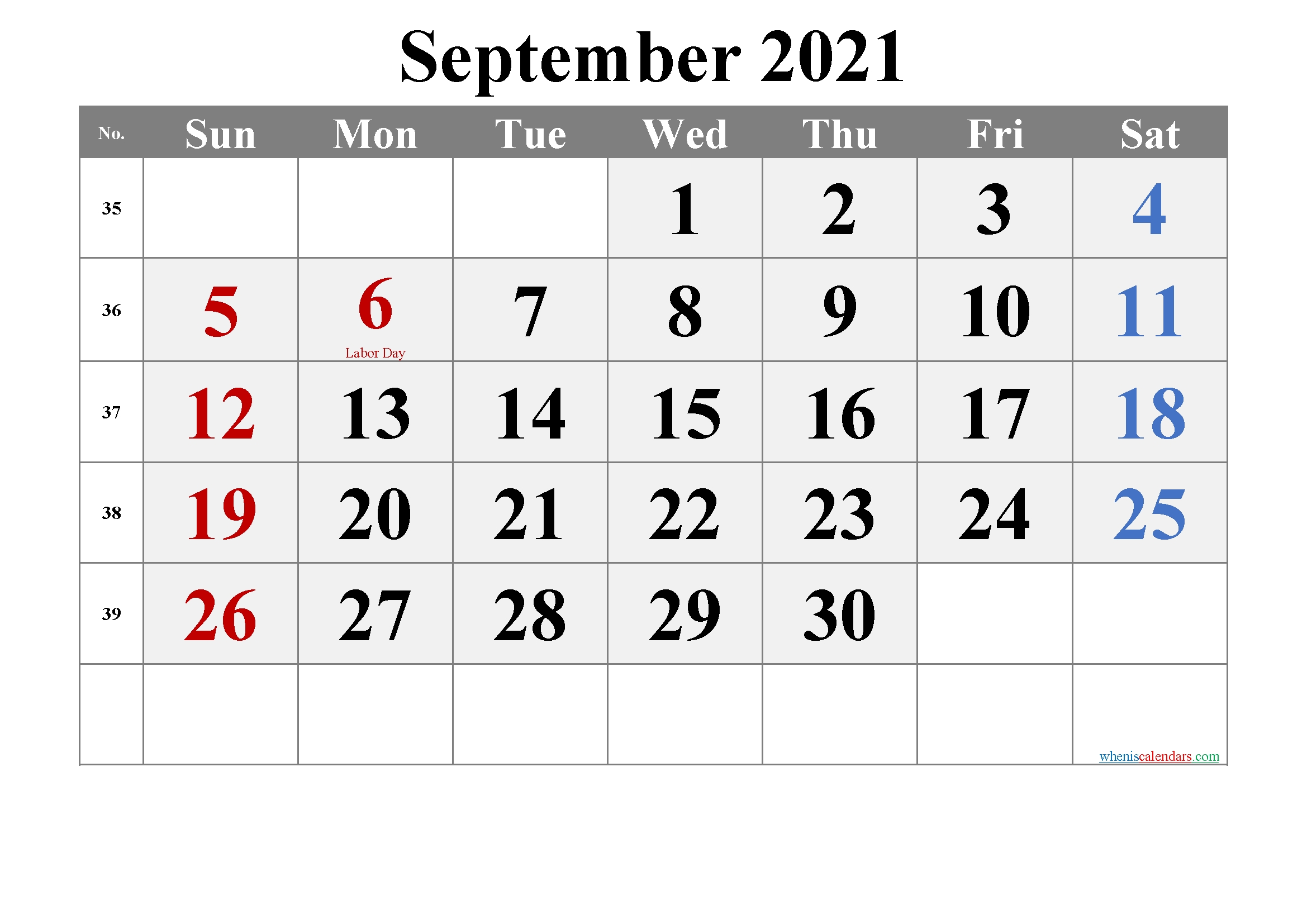 Printable September 2021 Calendar With Holidays-Template No.tr21M69 | Free Printable 2020 September 2021 Calendar Word