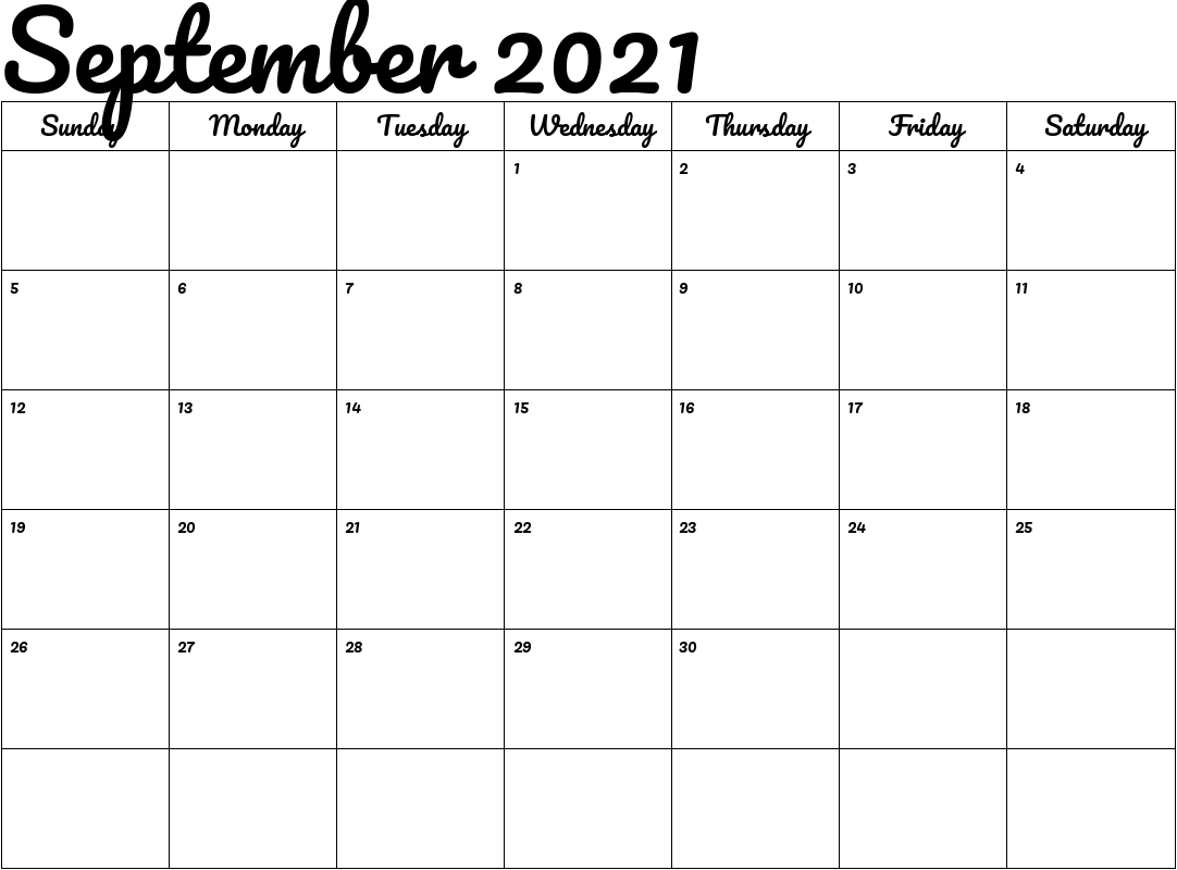 September 2021 Calendar Calendar Events September 2021