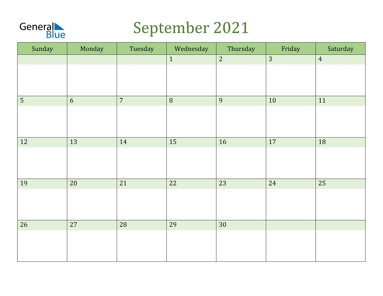 September 2021 Calendar - Pdf Word Excel Printable September 2021 Calendar