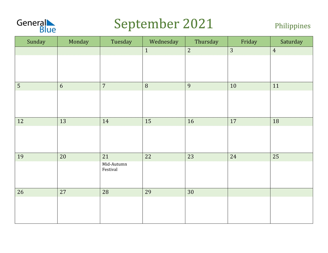 September 2021 Calendar - Philippines September 2021 Calendar With Holidays