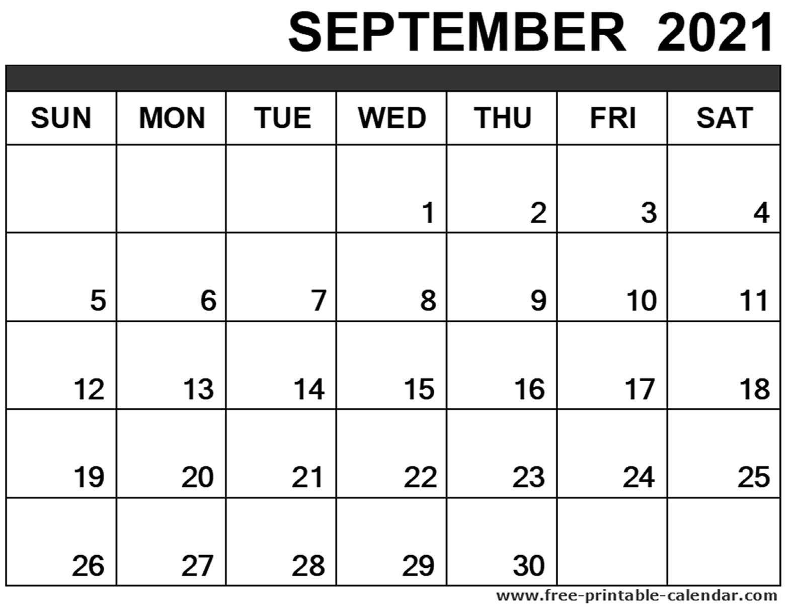 September 2021 Calendar Printable - Free-Printable-Calendar Print September 2021 Calendar