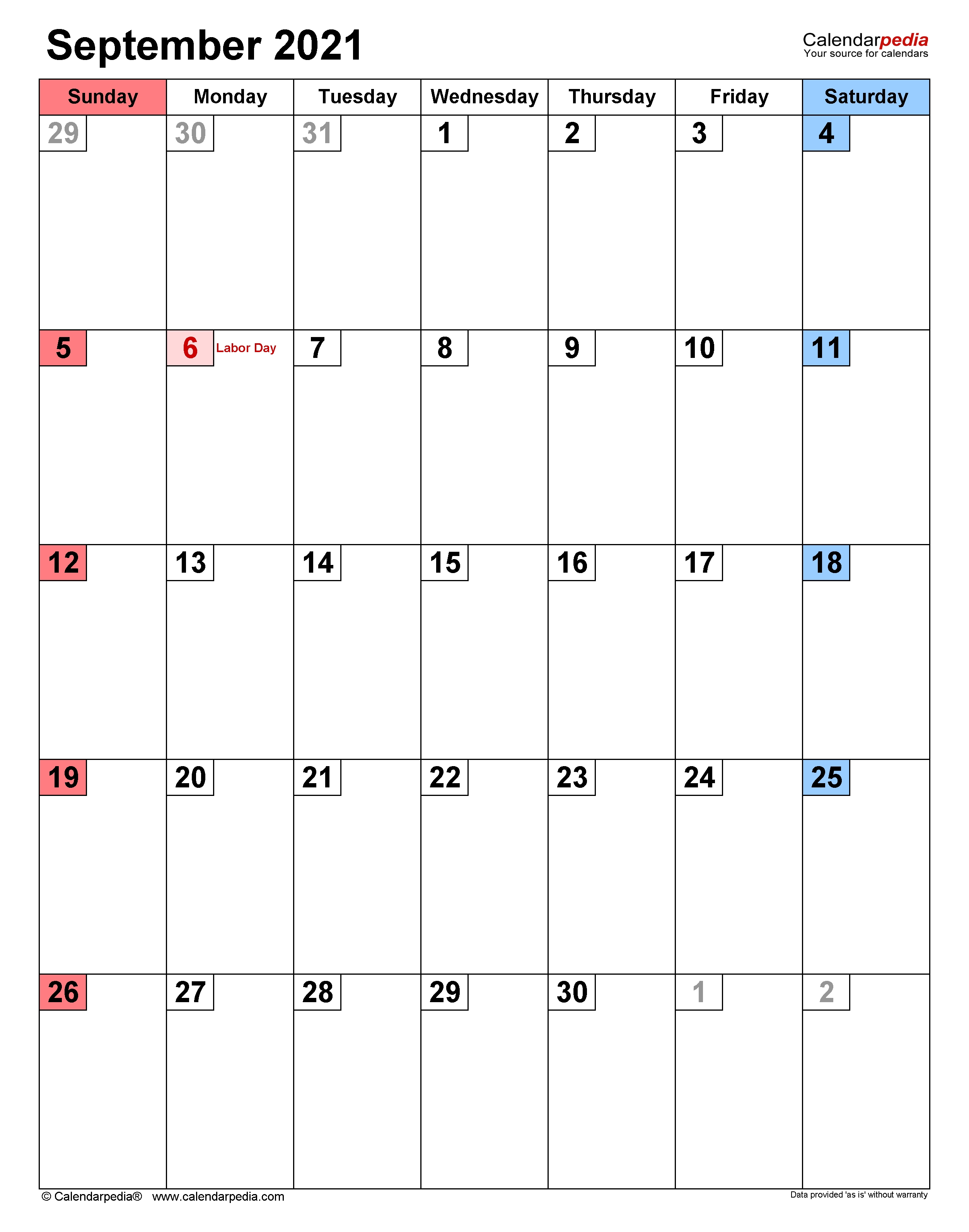 September 2021 Calendar | Templates For Word, Excel And Pdf Calendar Events September 2021