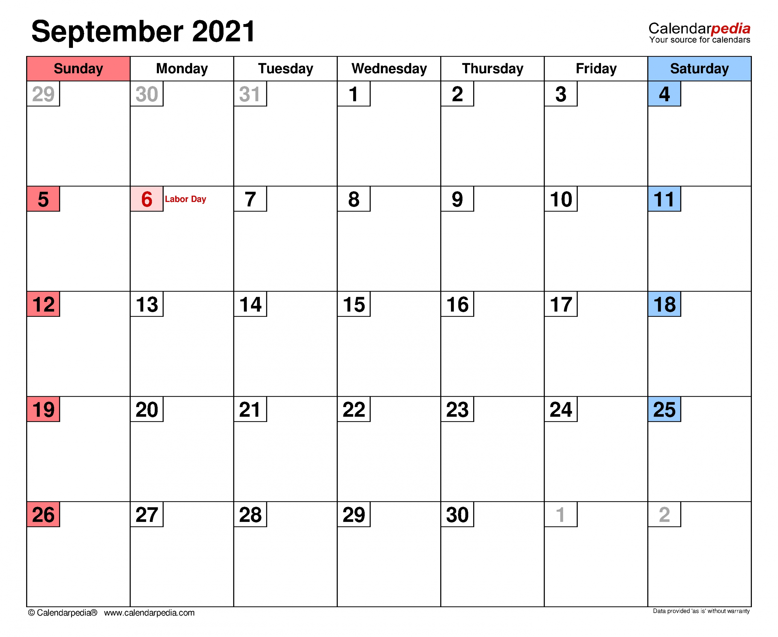 September 2021 Calendar | Templates For Word, Excel And Pdf September 2021 Calendar Download