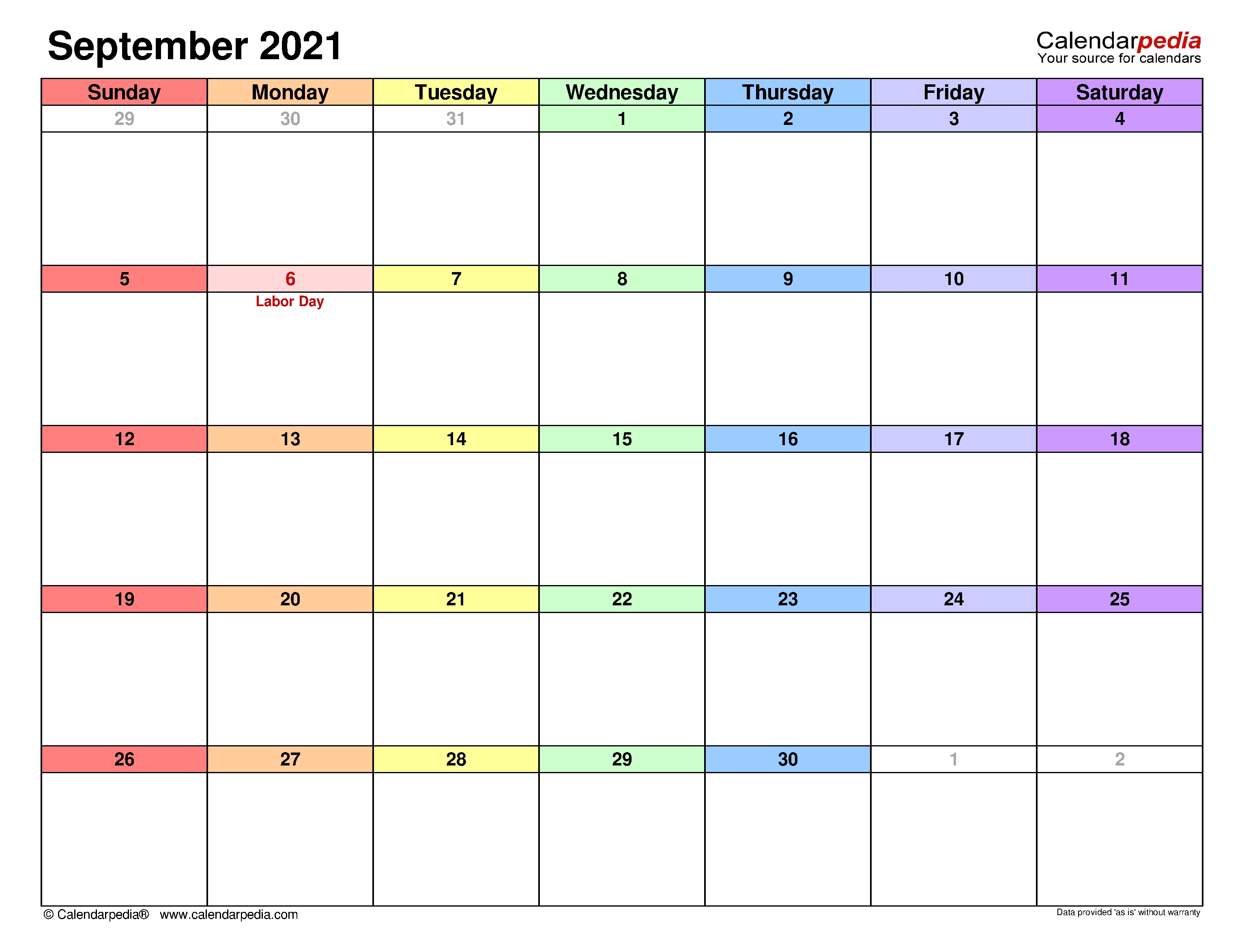 September 2021 Calendar | Templates For Word, Excel And Pdf September 2021 Calendar With Holidays Printable