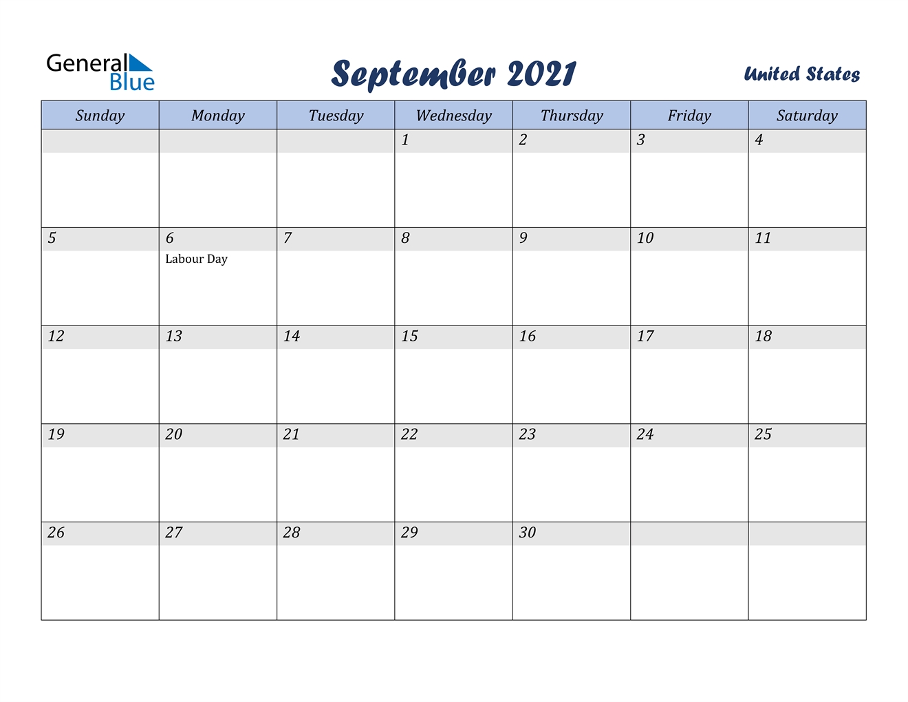 September 2021 Calendar - United States September 2021 Monthly Calendar