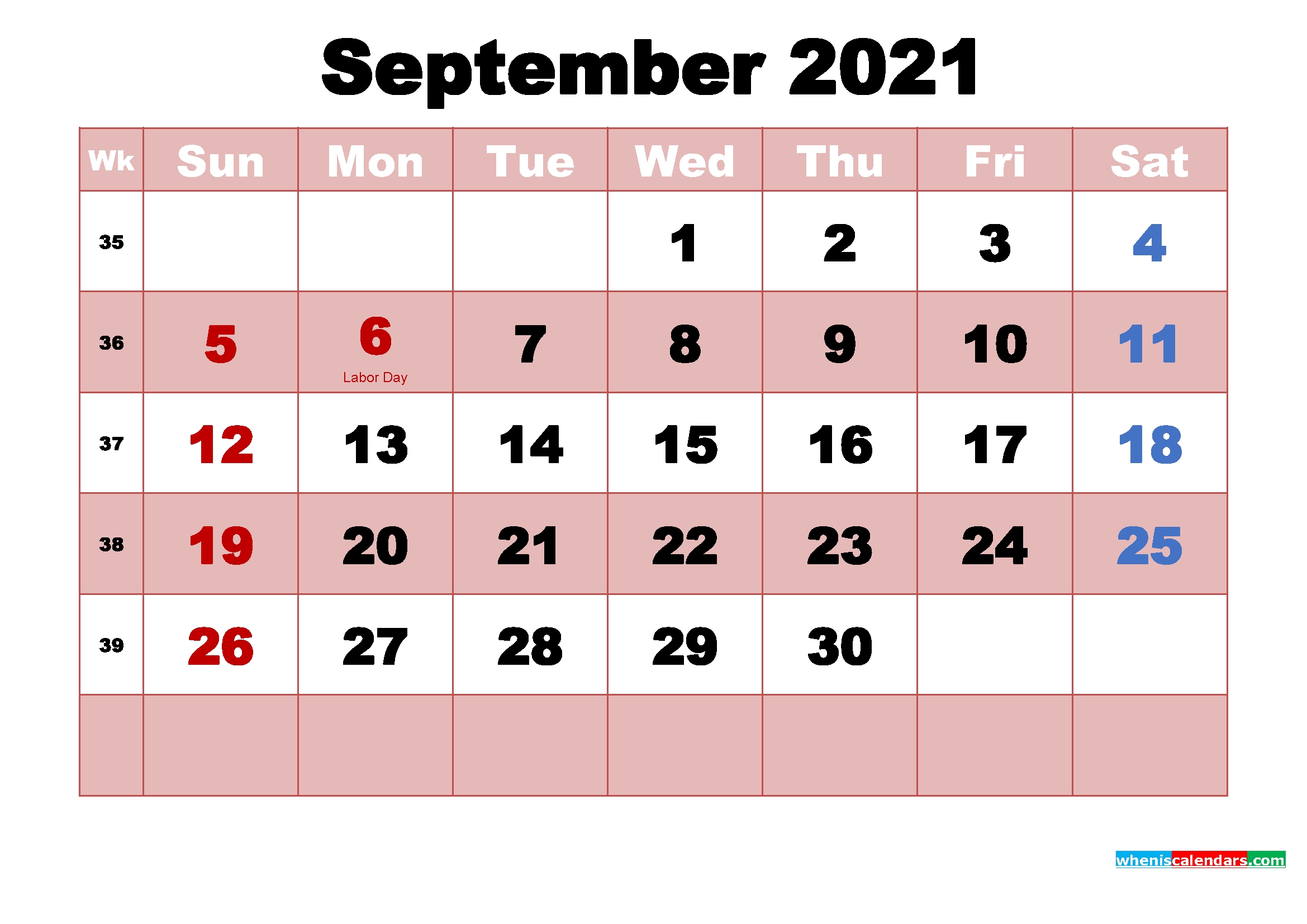 September 2021 Printable Monthly Calendar With Holidays | Free Printable 2020 Calendar With Holidays Calendar Events September 2021