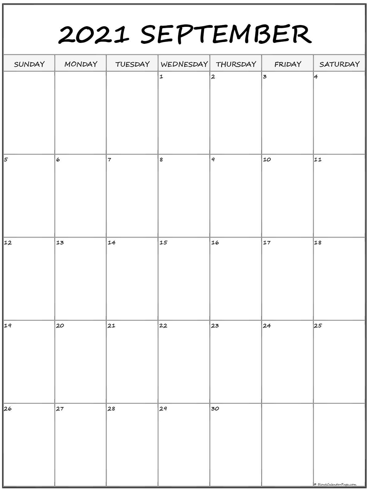 September 2021 Vertical Calendar | Portrait September 2021 Calendar Reading