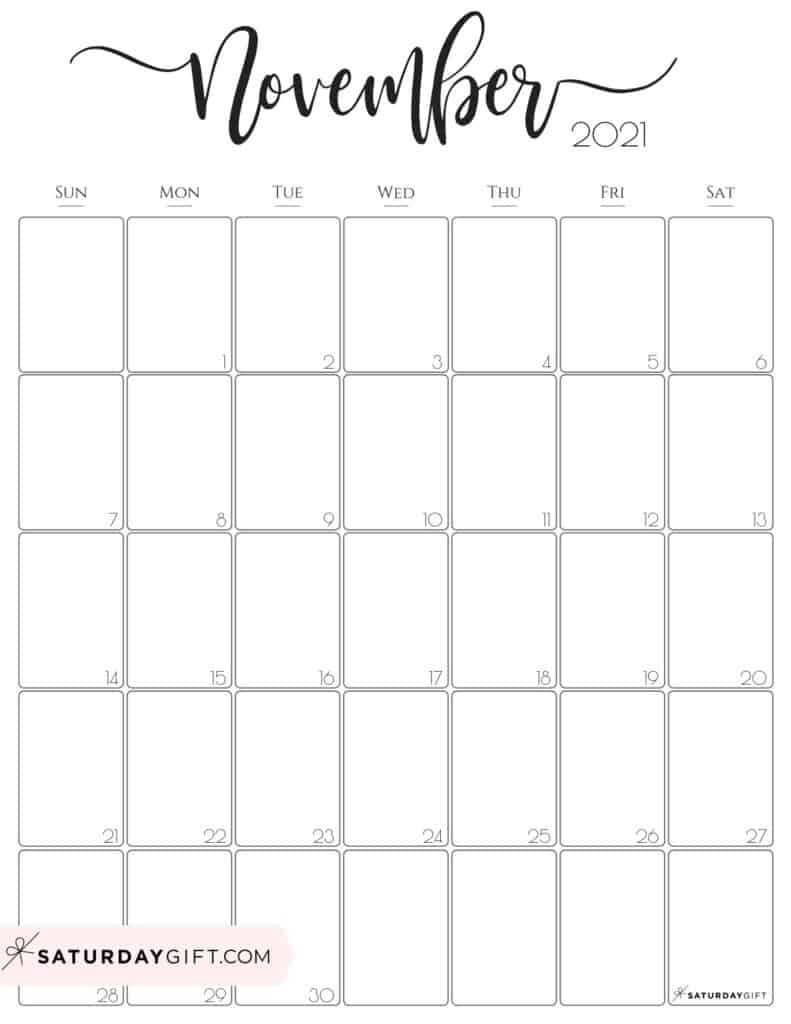 Simple &amp; Elegant Vertical 2021 Monthly Calendar - Pretty Printables September October November 2021 Calendar