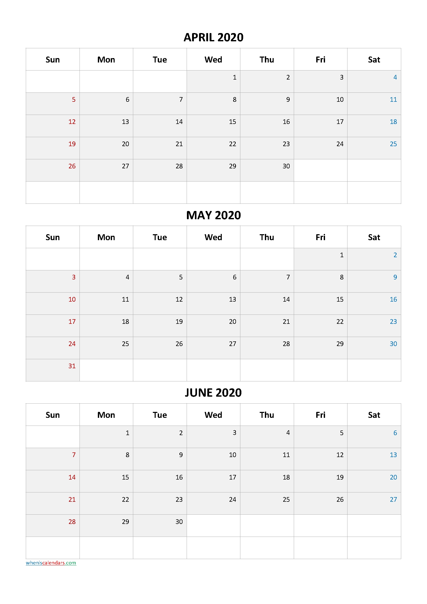 Three Month Calendar View April May June 2021 | Calendar 2021 Print April May June 2021 Calendar