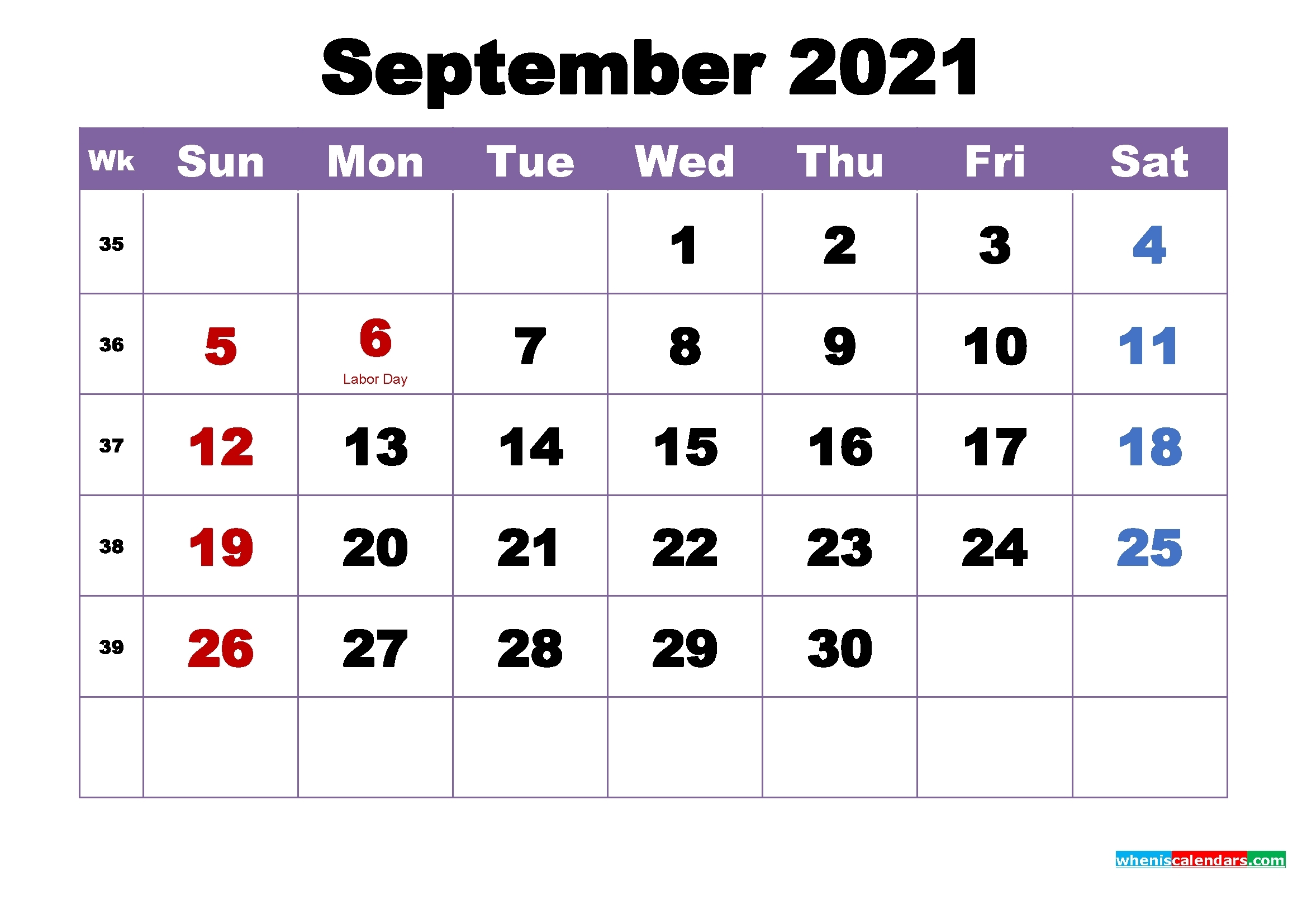 Universal Labor Day 2021 Calendar | Get Your Calendar Printable Printable September 2021 Calendar