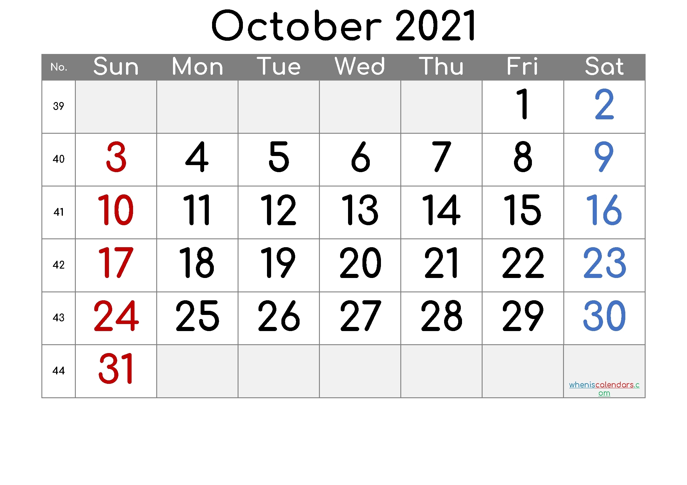 Universal October 2021 Calendar Monday To Friday | Get Your Calendar Printable Blank October 2021 Calendar